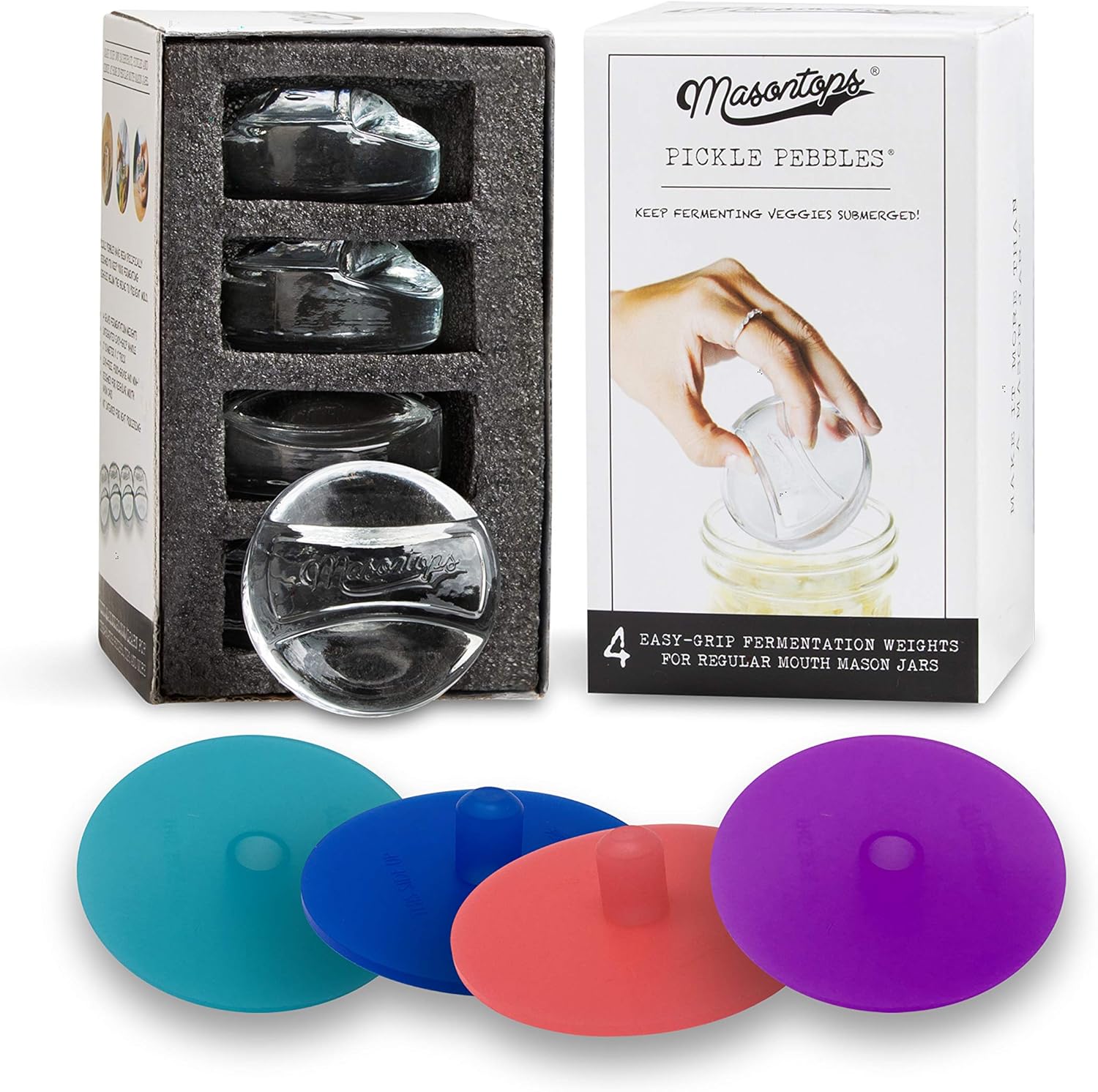 8 PC Pickle Pebbles Glass Weights & Pickle Pipes Airlock Kit for Small Regular Mouth Pickling & Canning Lids by Masontops