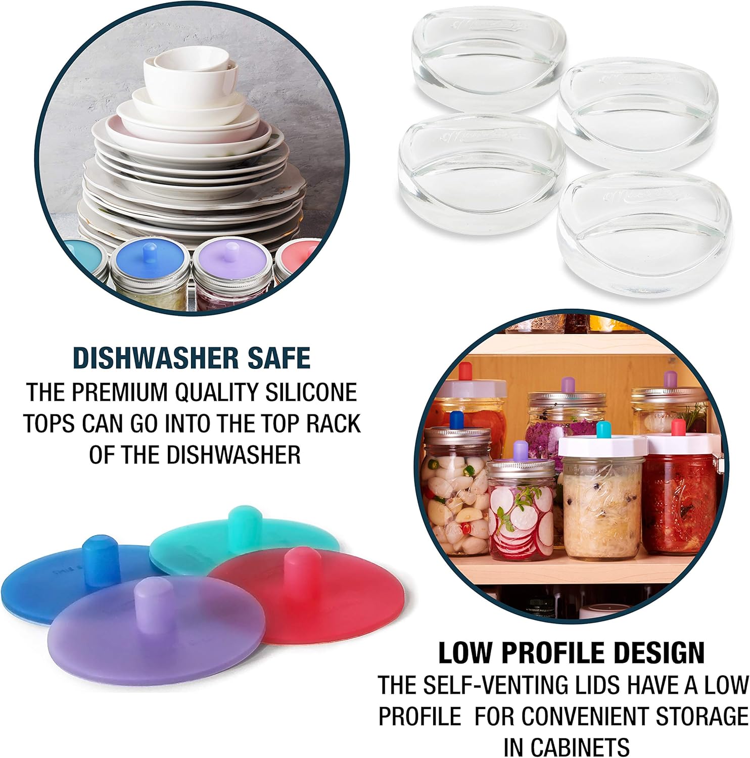 8 PC Pickle Pebbles Glass Weights & Pickle Pipes Airlock Kit for Small Regular Mouth Pickling & Canning Lids by Masontops