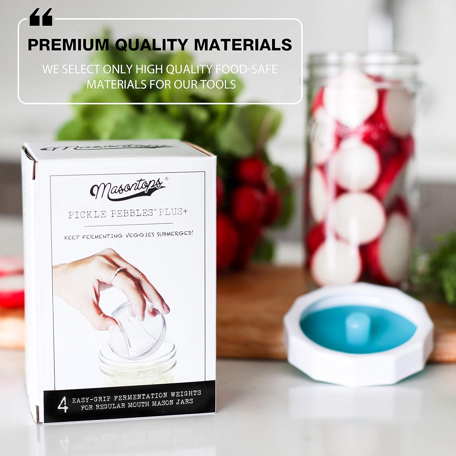 8 PC Pickle Pebbles Glass Weights & Pickle Pipes Airlock Kit for Small Regular Mouth Pickling & Canning Lids by Masontops