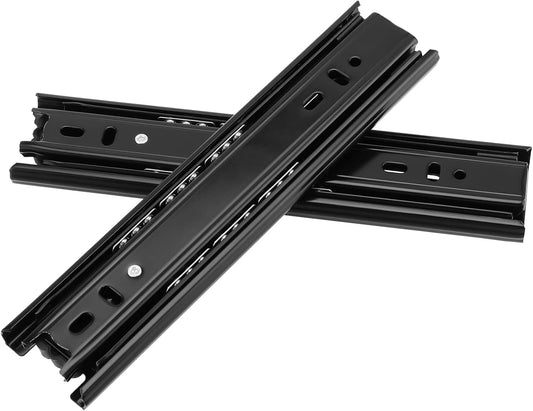 8 PCS 8 Inch Full Extension Telescopic Ball Bearing Drawer Slides - Side Mounted Slide Rails for Kitchen Cabinets - Includes Mounting Screws - Black