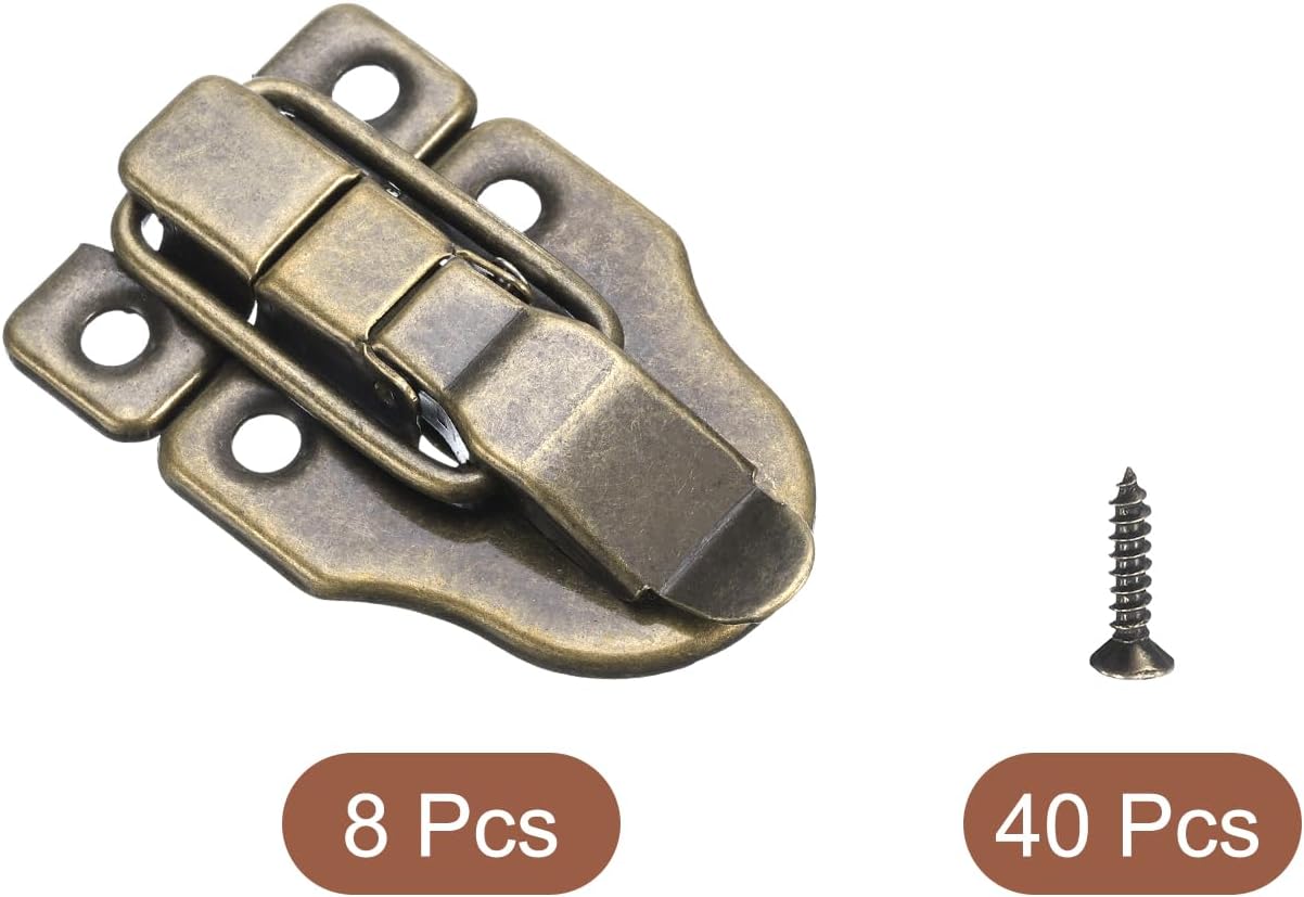 8 Pcs Duck-Billed Hasp Lock, 60 x 40mm Retro Box Toggle Latch Metal Buckle Clasp for Jewelry Box Suitcase Toolbox - Bronze