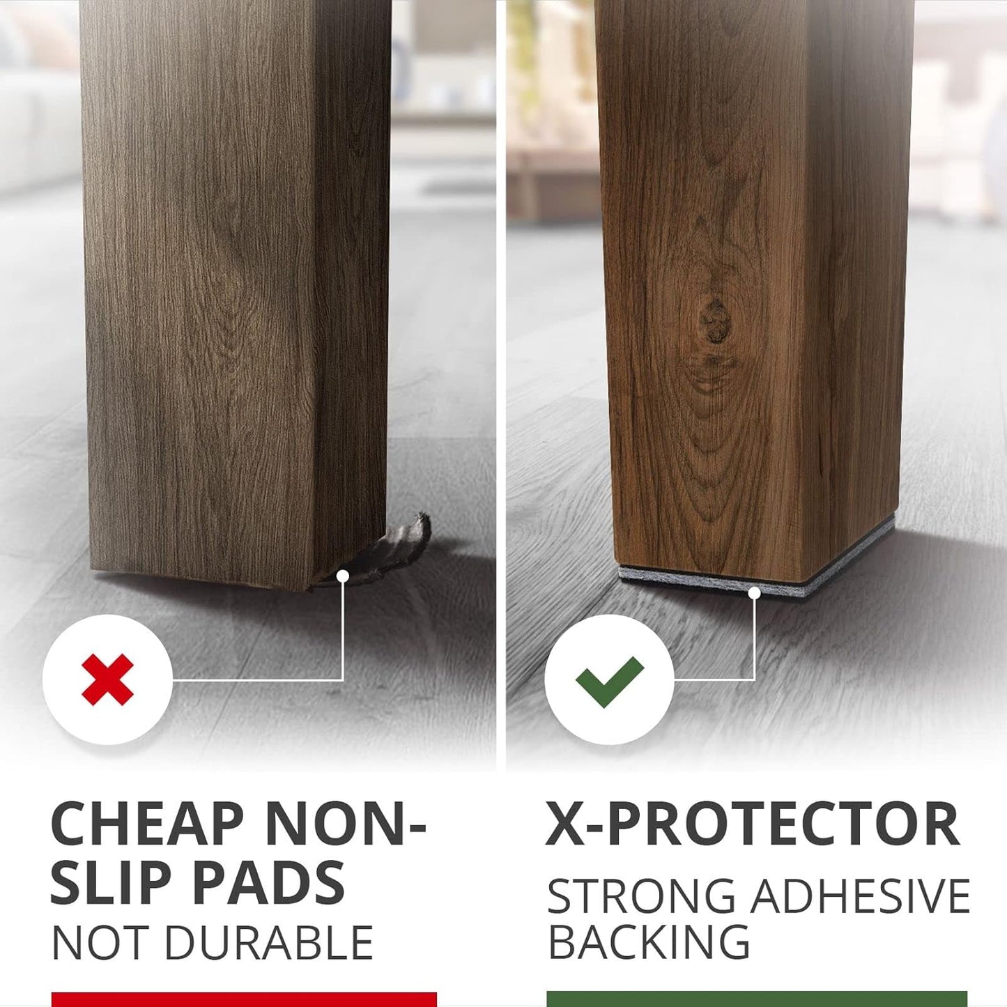 8 PCS X-PROTECTOR Non Slip Furniture Pads - Premium 4" Furniture Grippers with Rubber Feet for Hardwood Floor Protection - Couch Stoppers to Keep Furniture in Place.