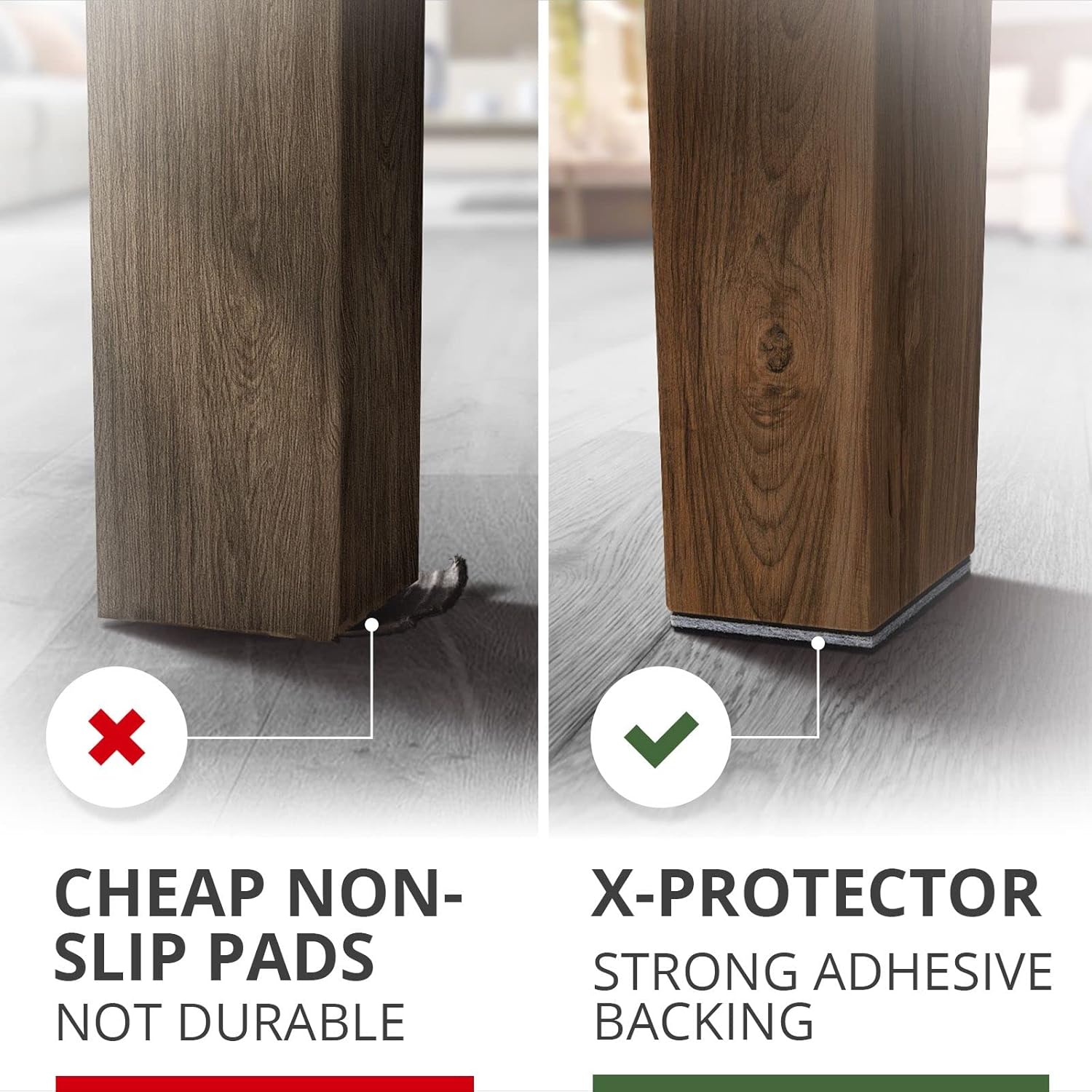 8 PCS X-PROTECTOR Non Slip Furniture Pads - Premium 4" Furniture Grippers with Rubber Feet for Hardwood Floor Protection - Couch Stoppers to Keep Furniture in Place.