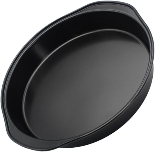 8-Piece Baking Aluminum Pan Set - Coupe Style, Non-Stick, Cake & Pizza Trays for Oven Roasting & Broiling - Black