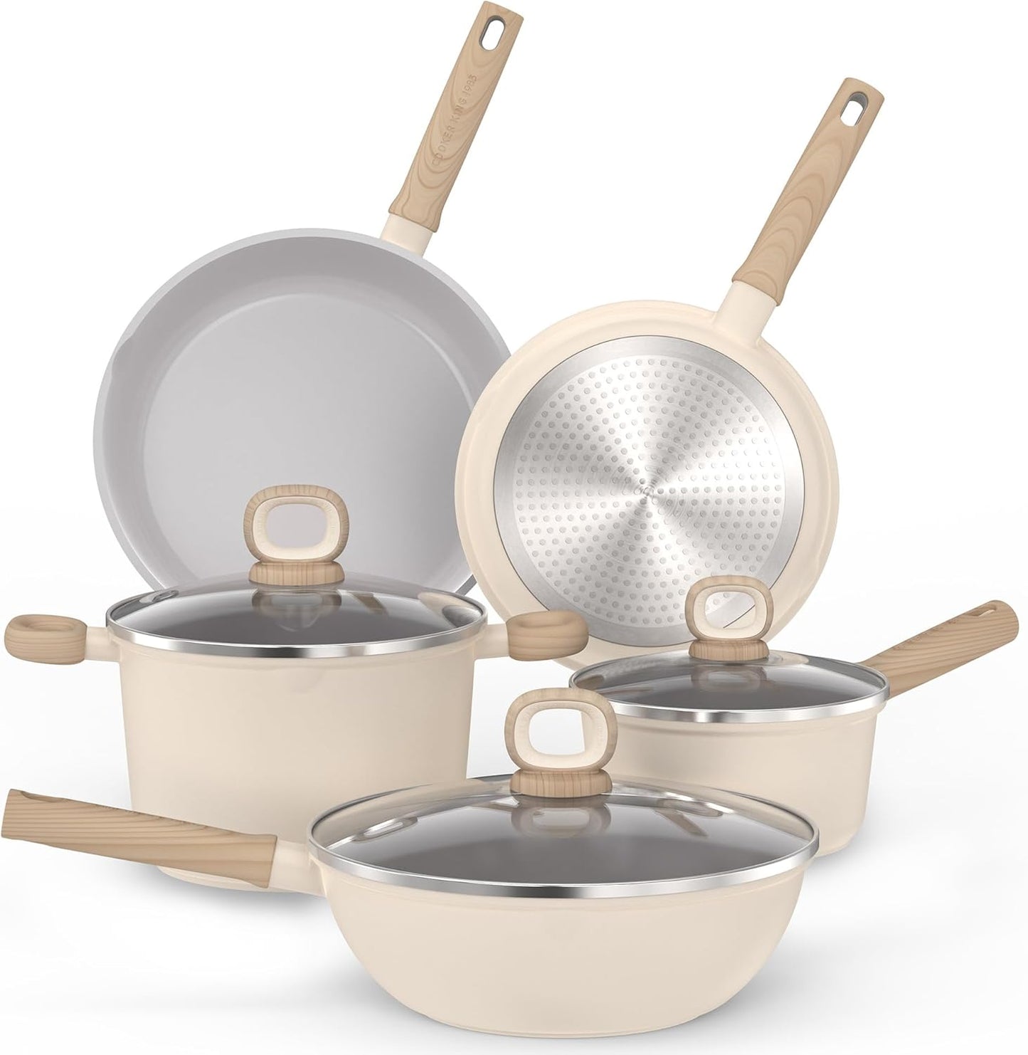 8-Piece Cooker King Ceramic Cookware Set for All Stoves - Non-stick, Non-toxic, Induction Compatible, PFAS PTFE PFOA PFOS Free
