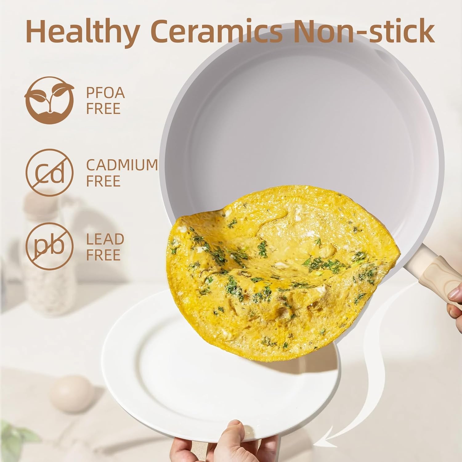 8-Piece Cooker King Ceramic Cookware Set for All Stoves - Non-stick, Non-toxic, Induction Compatible, PFAS PTFE PFOA PFOS Free