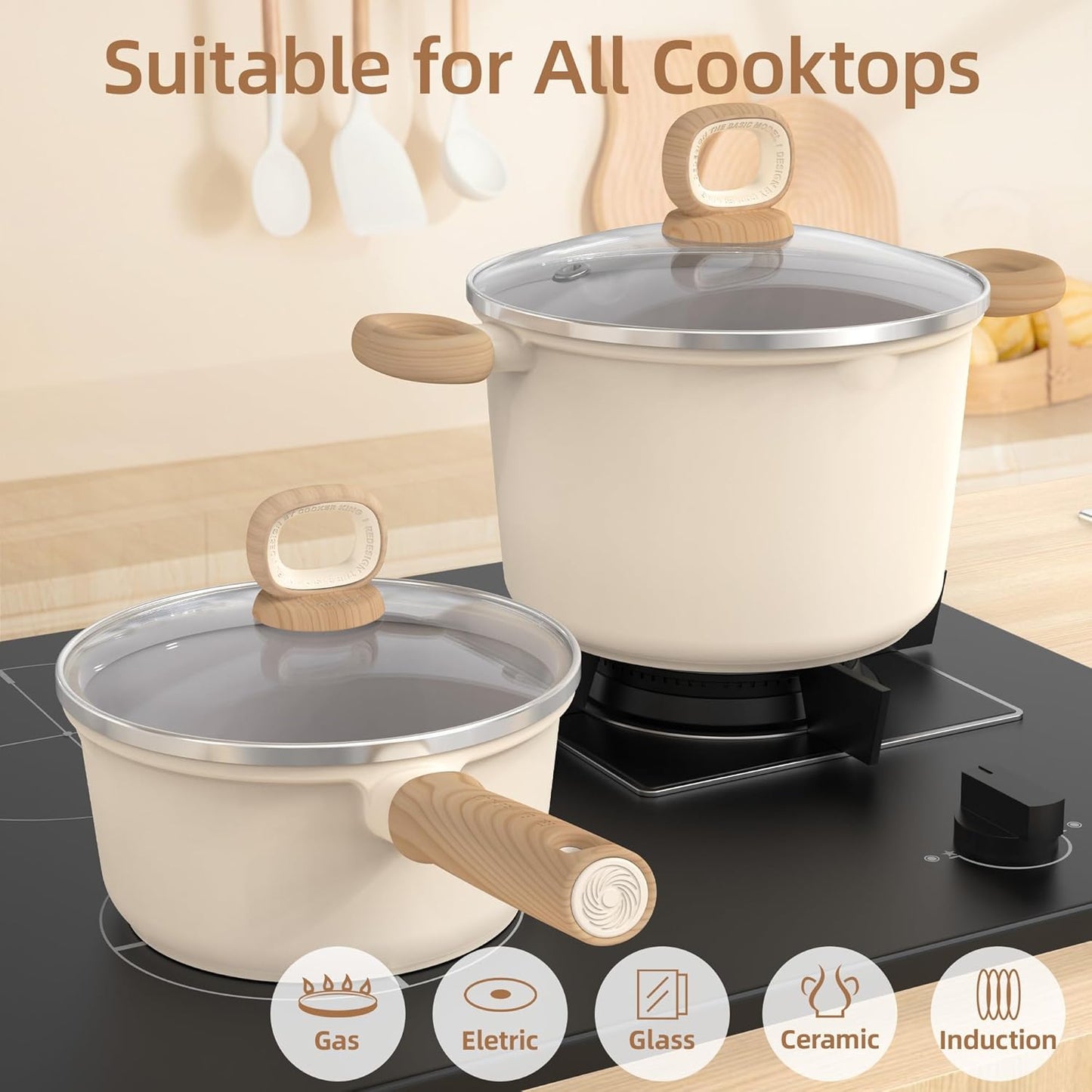 8-Piece Cooker King Ceramic Cookware Set for All Stoves - Non-stick, Non-toxic, Induction Compatible, PFAS PTFE PFOA PFOS Free