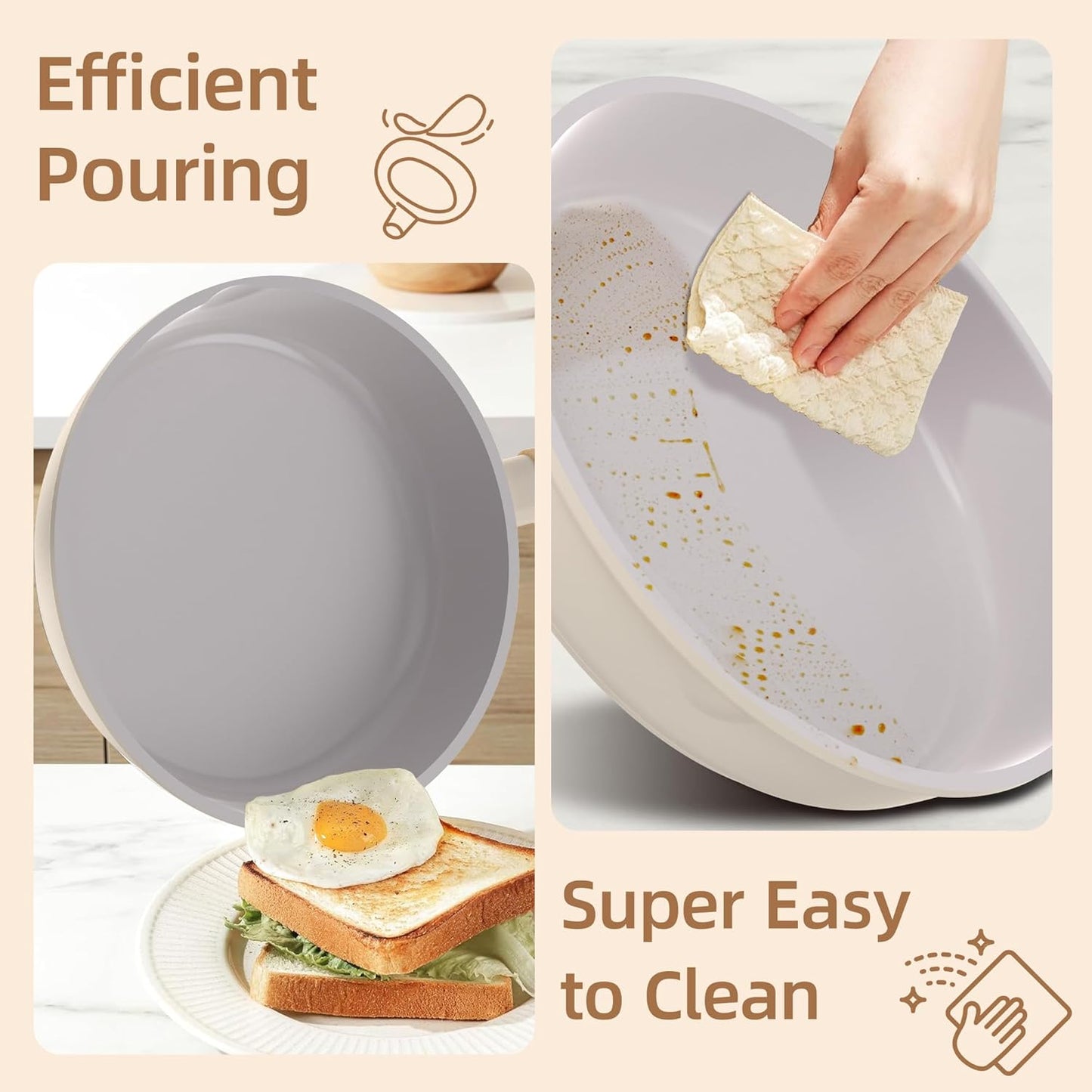 8-Piece Cooker King Ceramic Cookware Set for All Stoves - Non-stick, Non-toxic, Induction Compatible, PFAS PTFE PFOA PFOS Free