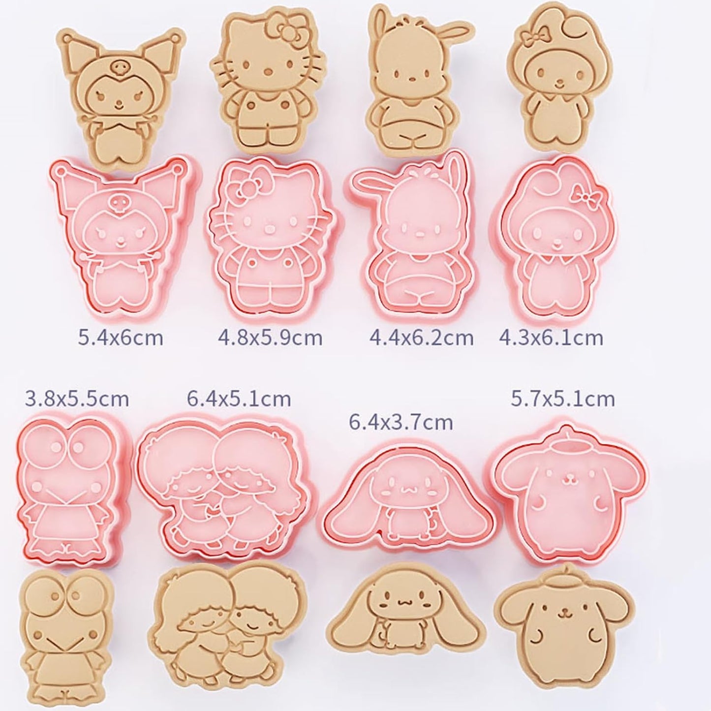 8-Piece Cute Kitty Cartoon Cookie Cutters & Stamps Set for Kids Birthday Party Decorations - Melody Cat Kawaii Design.