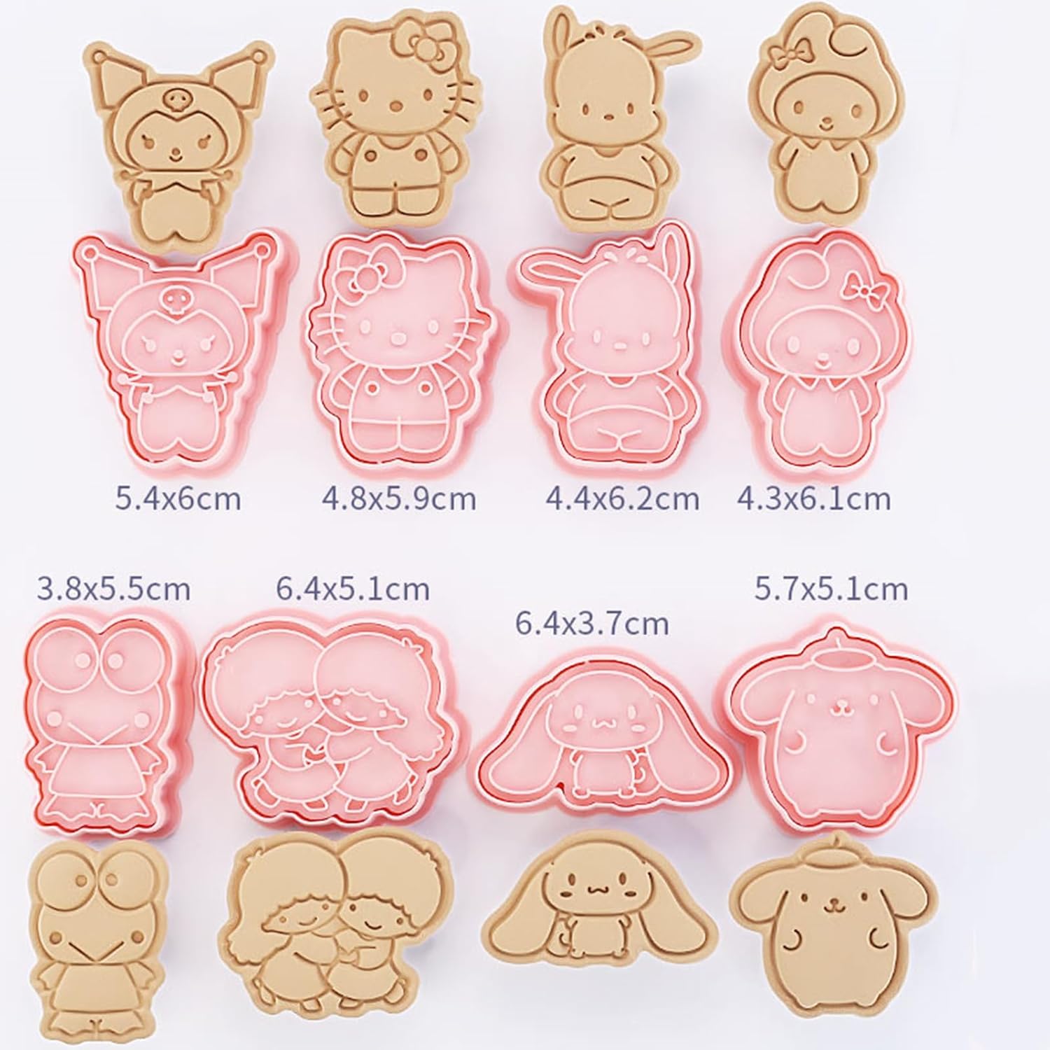 8-Piece Cute Kitty Cartoon Cookie Cutters & Stamps Set for Kids Birthday Party Decorations - Melody Cat Kawaii Design.