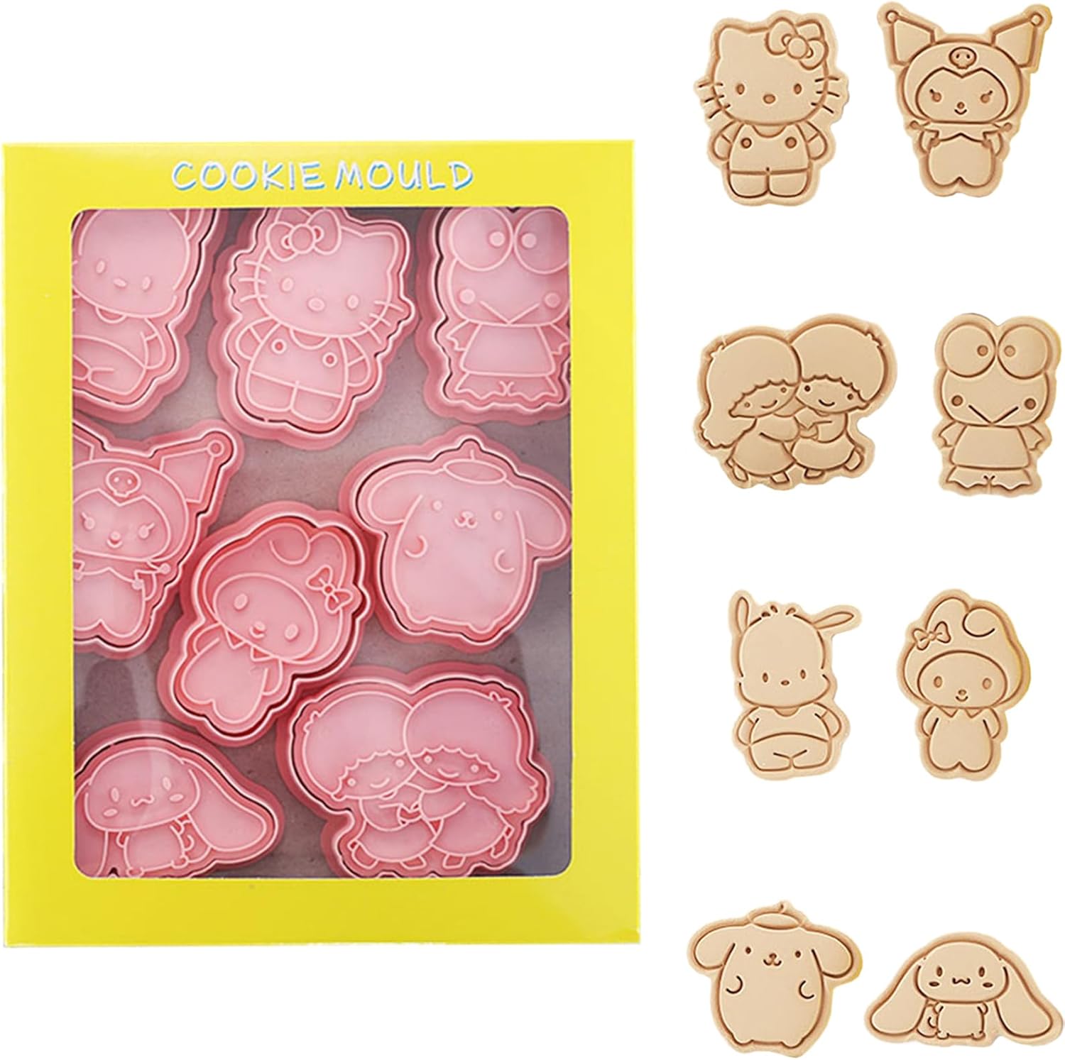 8-Piece Kawaii Cookie Cutter Set with Cute Cartoon Embossed Stamps - Perfect for Cakes, Birthdays, and Gifts for Girls