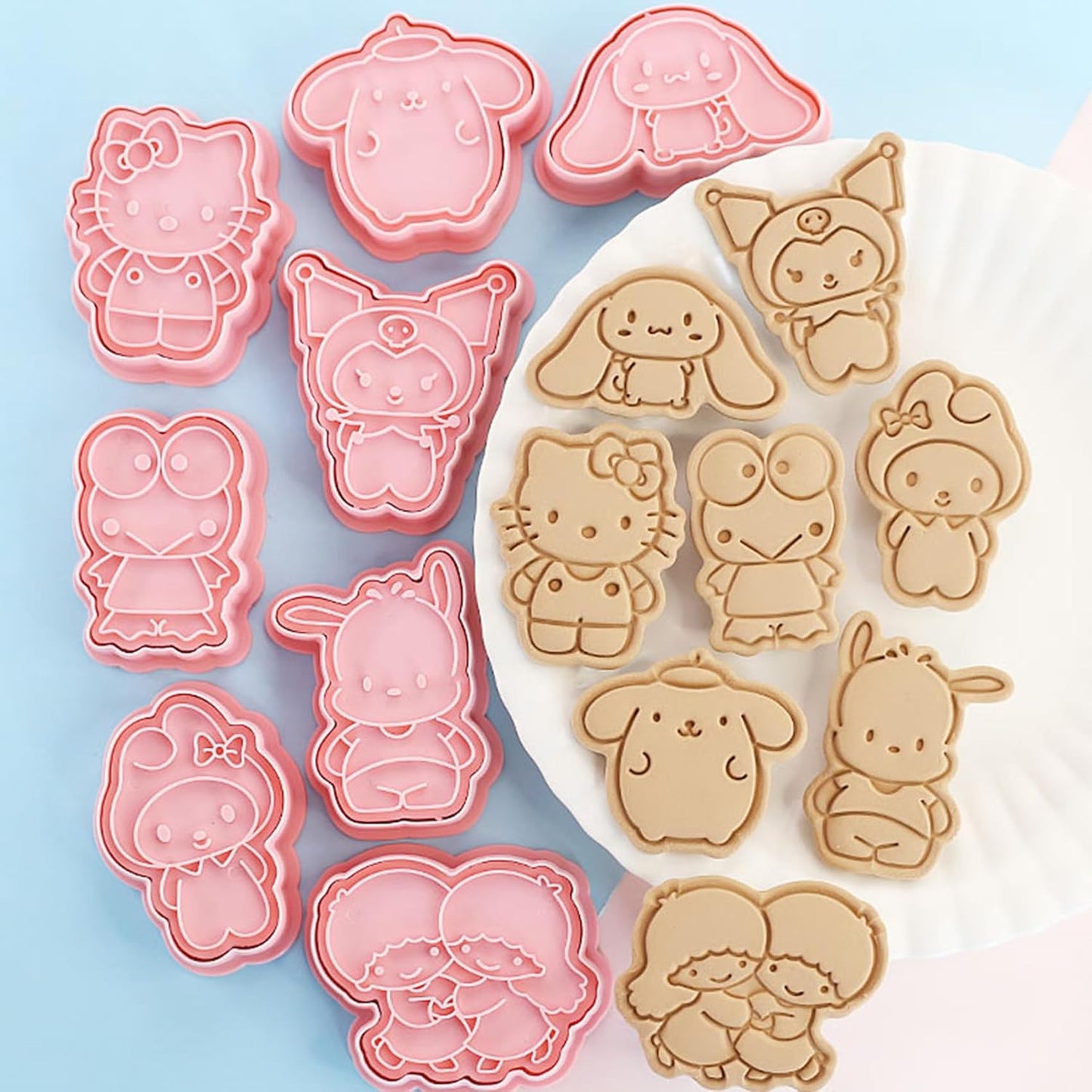 8-Piece Kawaii Cookie Cutter Set with Cute Cartoon Embossed Stamps - Perfect for Cakes, Birthdays, and Gifts for Girls