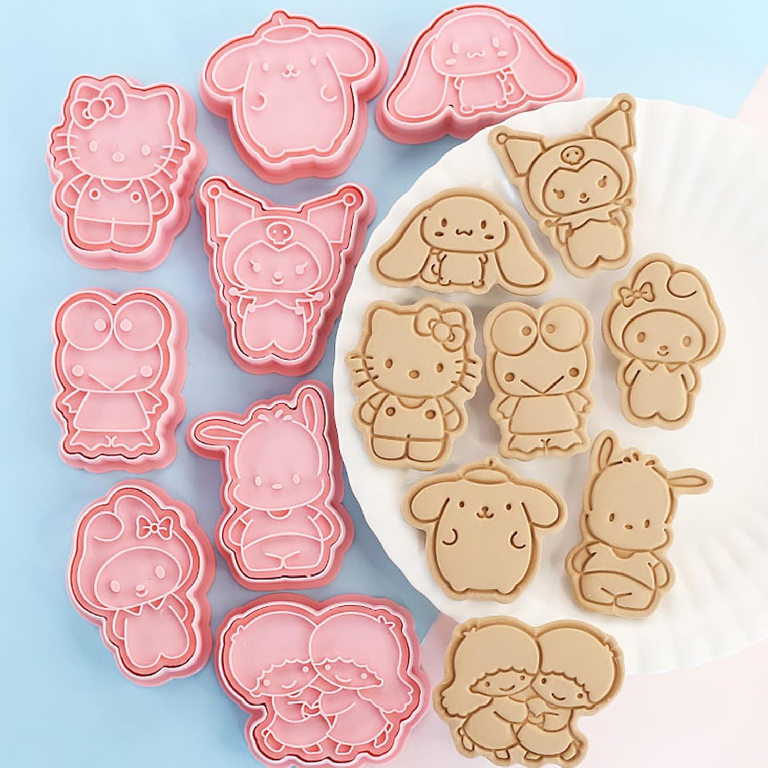 8-Piece Kawaii Cookie Cutter Set with Cute Cartoon Embossed Stamps - Perfect for Cakes, Birthdays, and Gifts for Girls