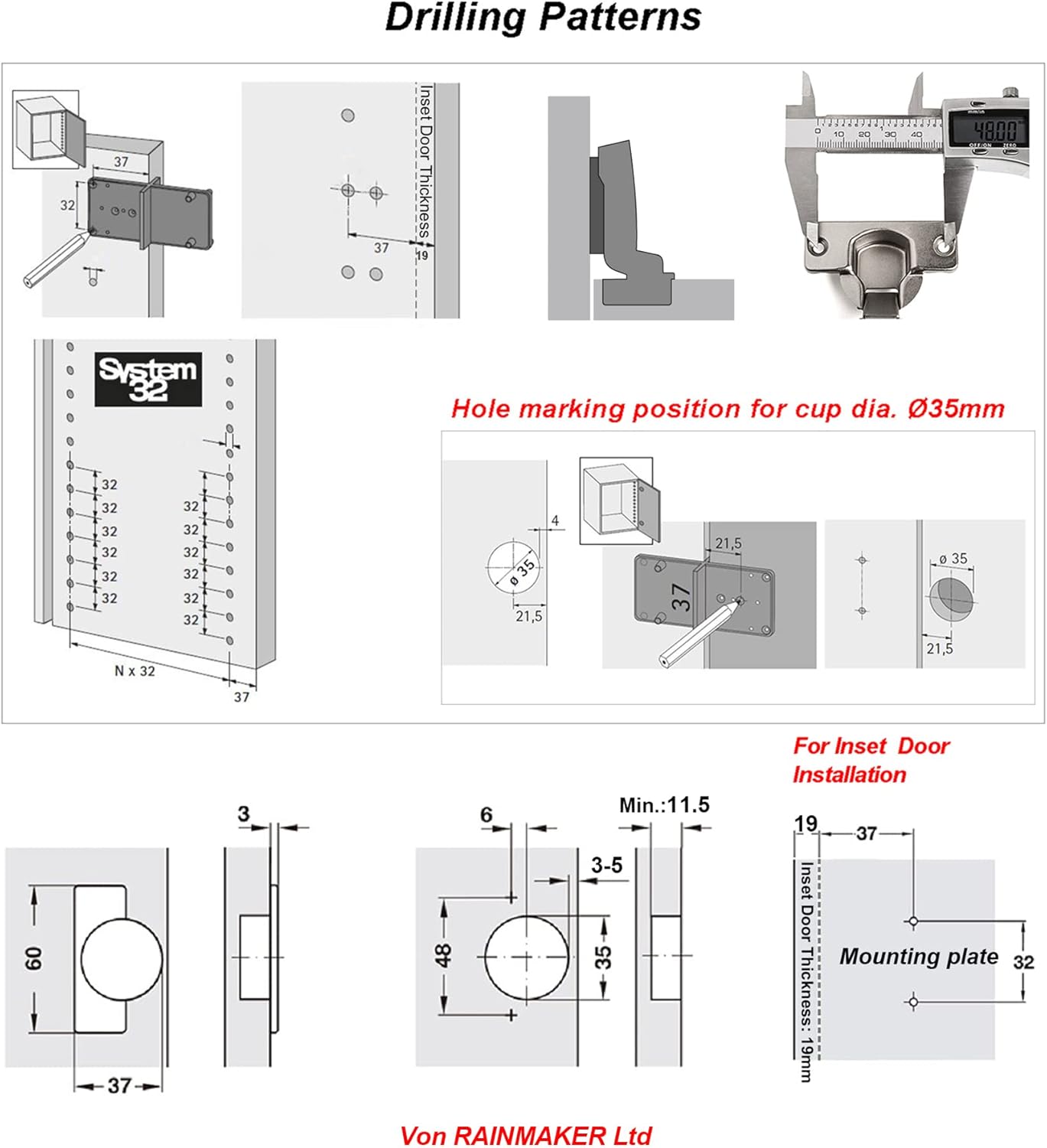 8-Piece LOOTICH 110-Degree Soft Close Kitchen Cabinet Hinges with Concealed Mounting and Drilling Jig
