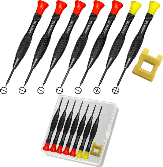 8 Piece Precision Screwdriver Set with Case - Lengnoyp Magnetic Flathead Phillips Small Screwdrivers, Mini Kit with Magnetizer for Eyeglass, Watch, Electronic Repairs