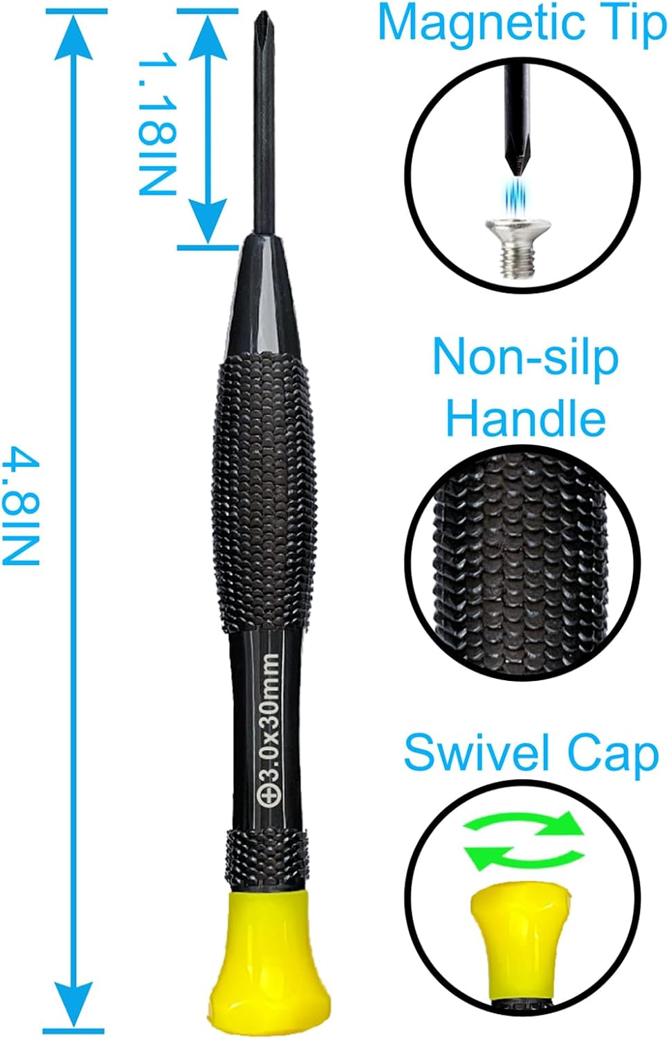 8 Piece Precision Screwdriver Set with Case - Lengnoyp Magnetic Flathead Phillips Small Screwdrivers, Mini Kit with Magnetizer for Eyeglass, Watch, Electronic Repairs