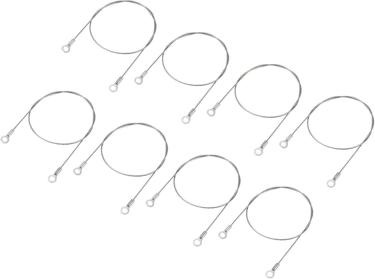 8-Piece Stainless Steel Security Cable with ID Eyelets for Safety Wire Rope - Ideal for Stage Lighting & Luggage Locking (Silver, 20 x 0.06-Inch)