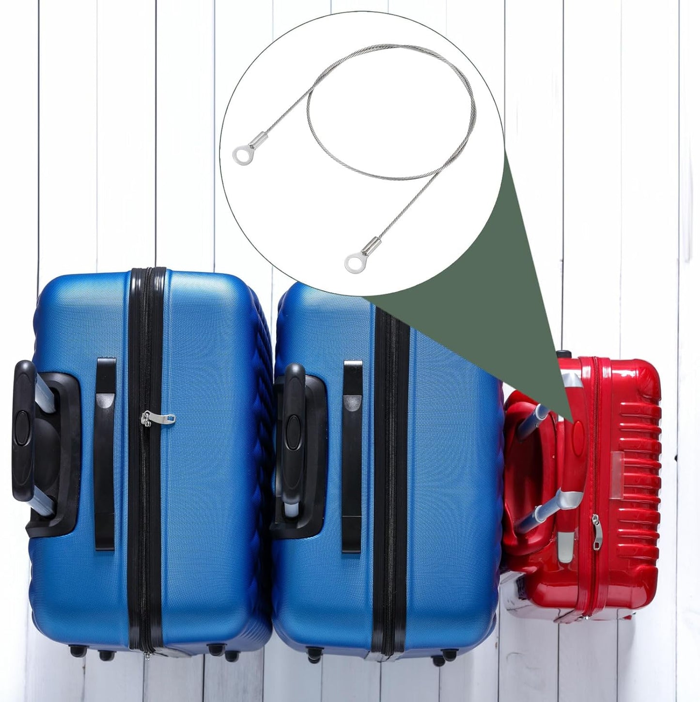 8-Piece Stainless Steel Security Cable with ID Eyelets for Safety Wire Rope - Ideal for Stage Lighting & Luggage Locking (Silver, 20 x 0.06-Inch)