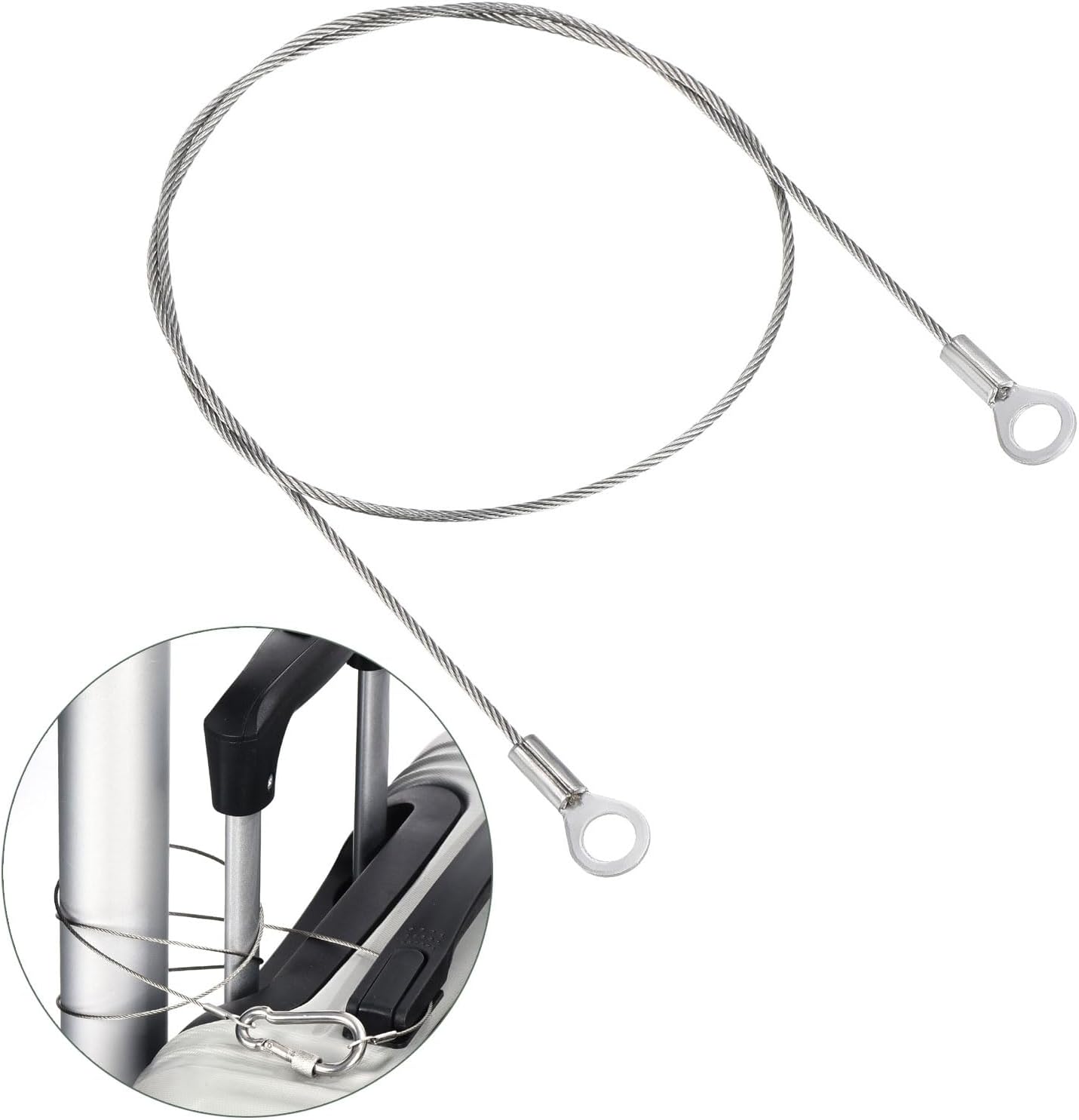 8-Piece Stainless Steel Security Cable with ID Eyelets for Safety Wire Rope - Ideal for Stage Lighting & Luggage Locking (Silver, 20 x 0.06-Inch)