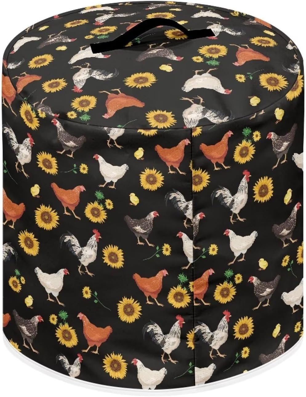 8 Qt Insulated Pressure Cooker Cover with Pocket - Fits Rice Cooker, Air Fryer, and Crock Pot - Chicken Sunflower Black Pattern - NETILGEN
