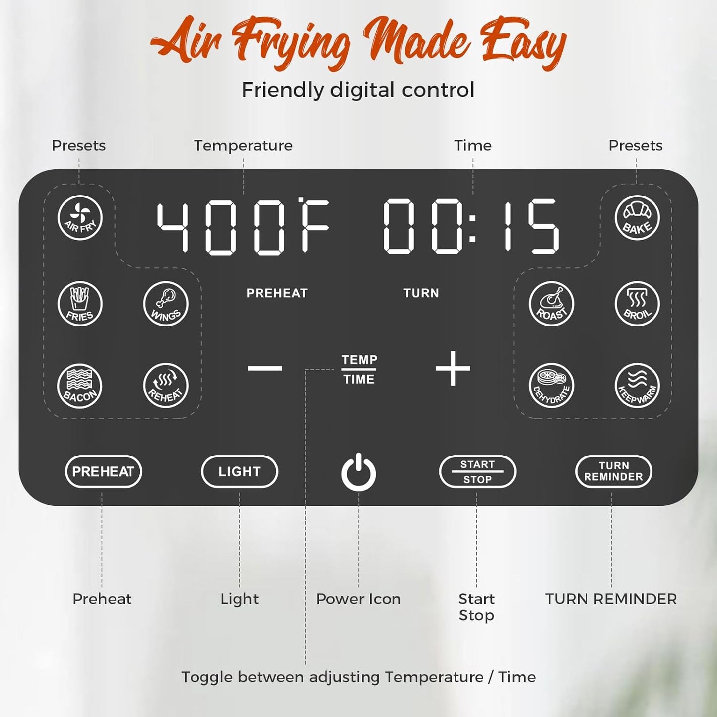 8 Qt Kitchen Elite Air Fryer with Clear Window, 8 Presets, 3 Special Features, One-Touch Panel, Turbo Airflow, Nonstick Basket