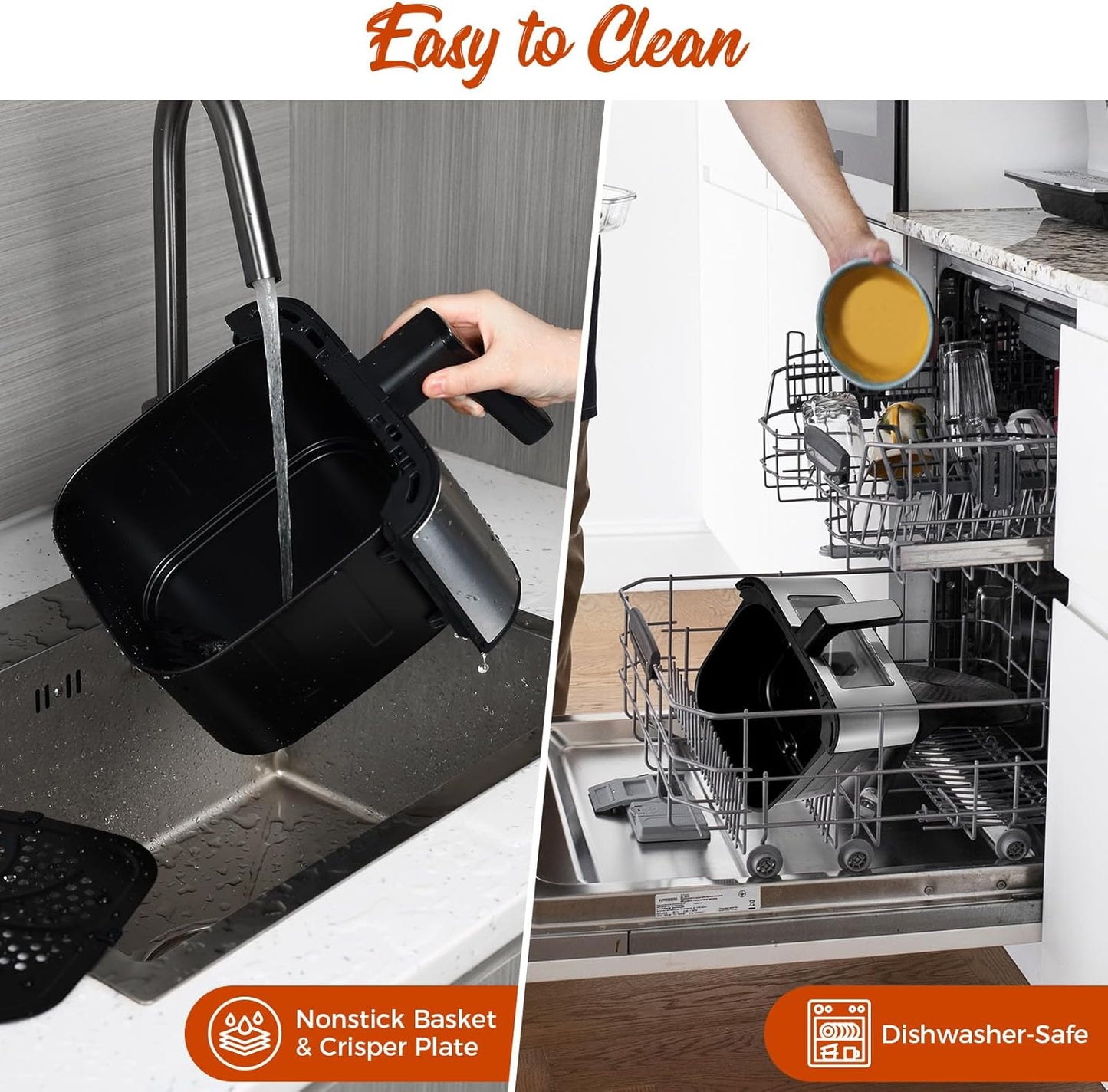 8 Qt Kitchen Elite Air Fryer with Clear Window, 8 Presets, 3 Special Features, One-Touch Panel, Turbo Airflow, Nonstick Basket