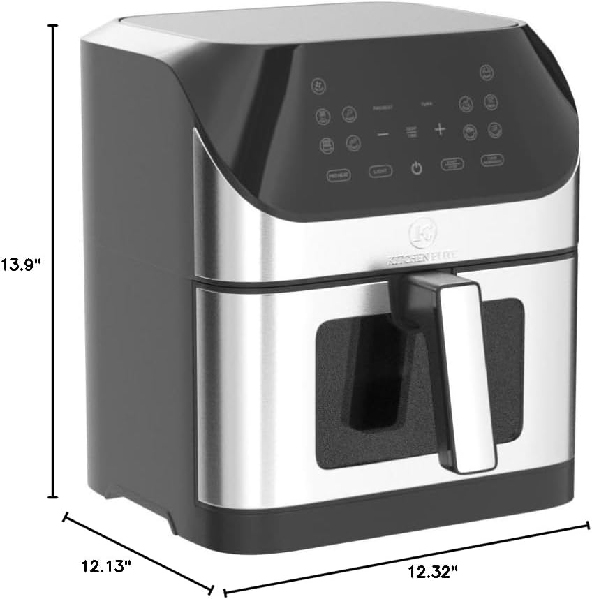 8 Qt Kitchen Elite Air Fryer with Clear Window, 8 Presets, 3 Special Features, One-Touch Panel, Turbo Airflow, Nonstick Basket