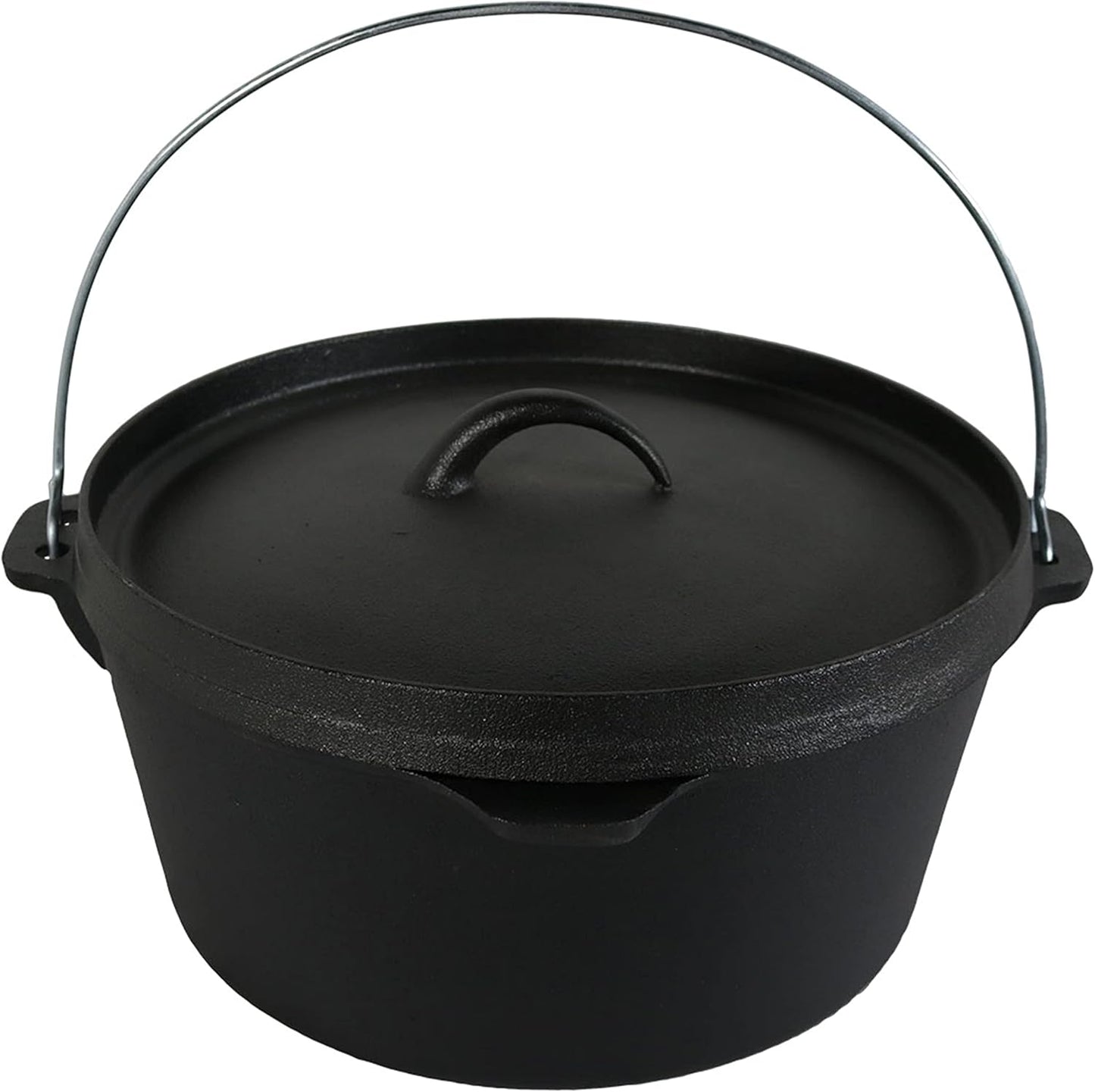 8-Quart Pre-Seasoned Cast Iron Dutch Oven Pot with Lid and Handle - Deep Black for Camp Chili, Stew, and Soup