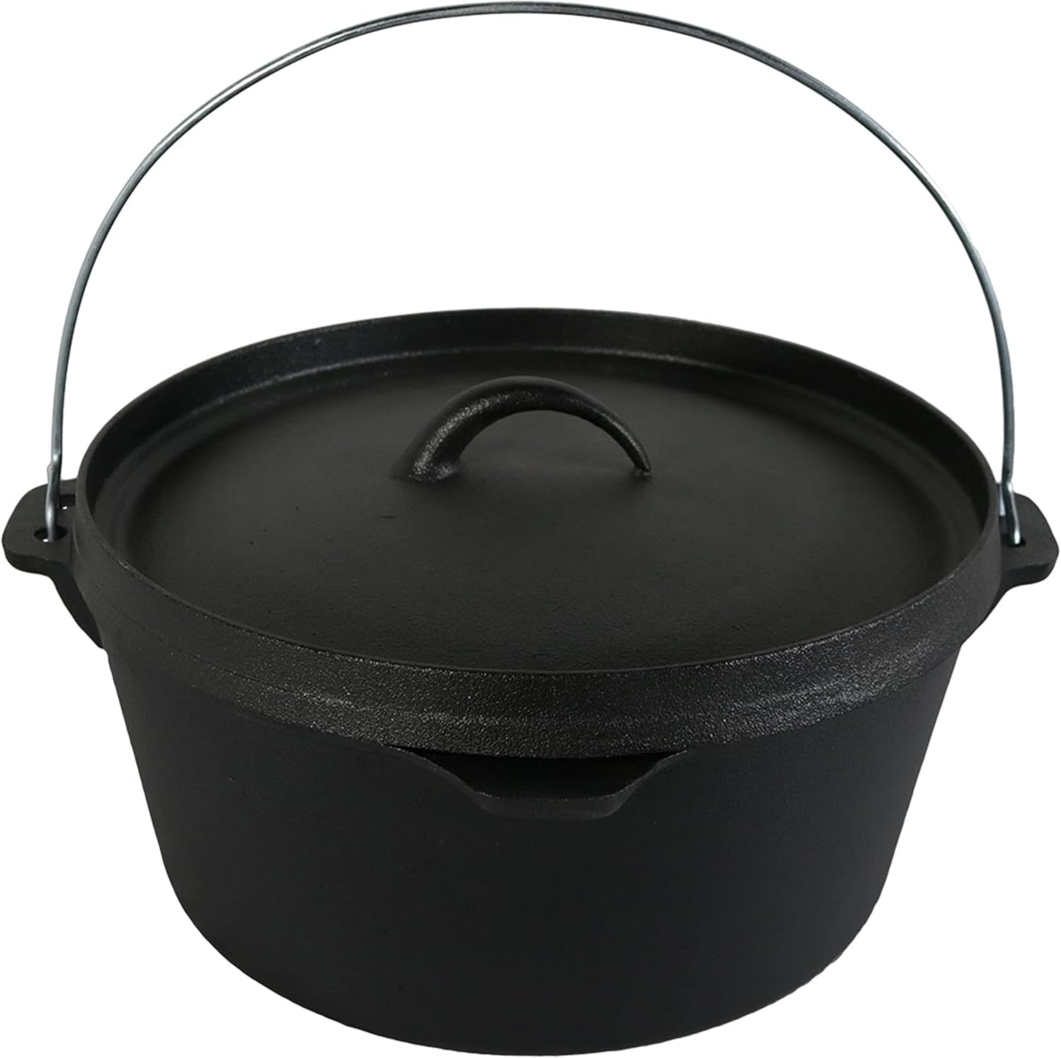 8-Quart Pre-Seasoned Cast Iron Dutch Oven Pot with Lid and Handle - Deep Black for Camp Chili, Stew, and Soup