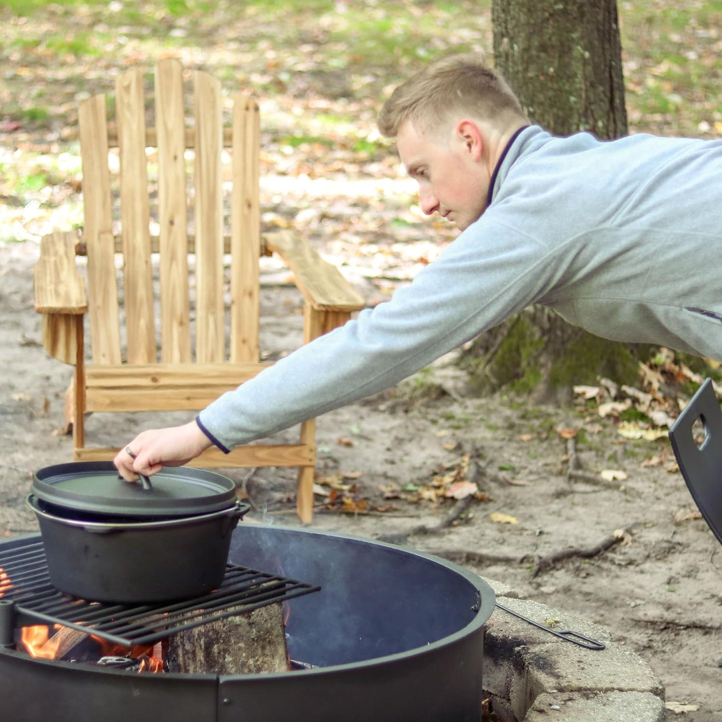 8-Quart Pre-Seasoned Cast Iron Dutch Oven Pot with Lid and Handle - Deep Black for Camp Chili, Stew, and Soup