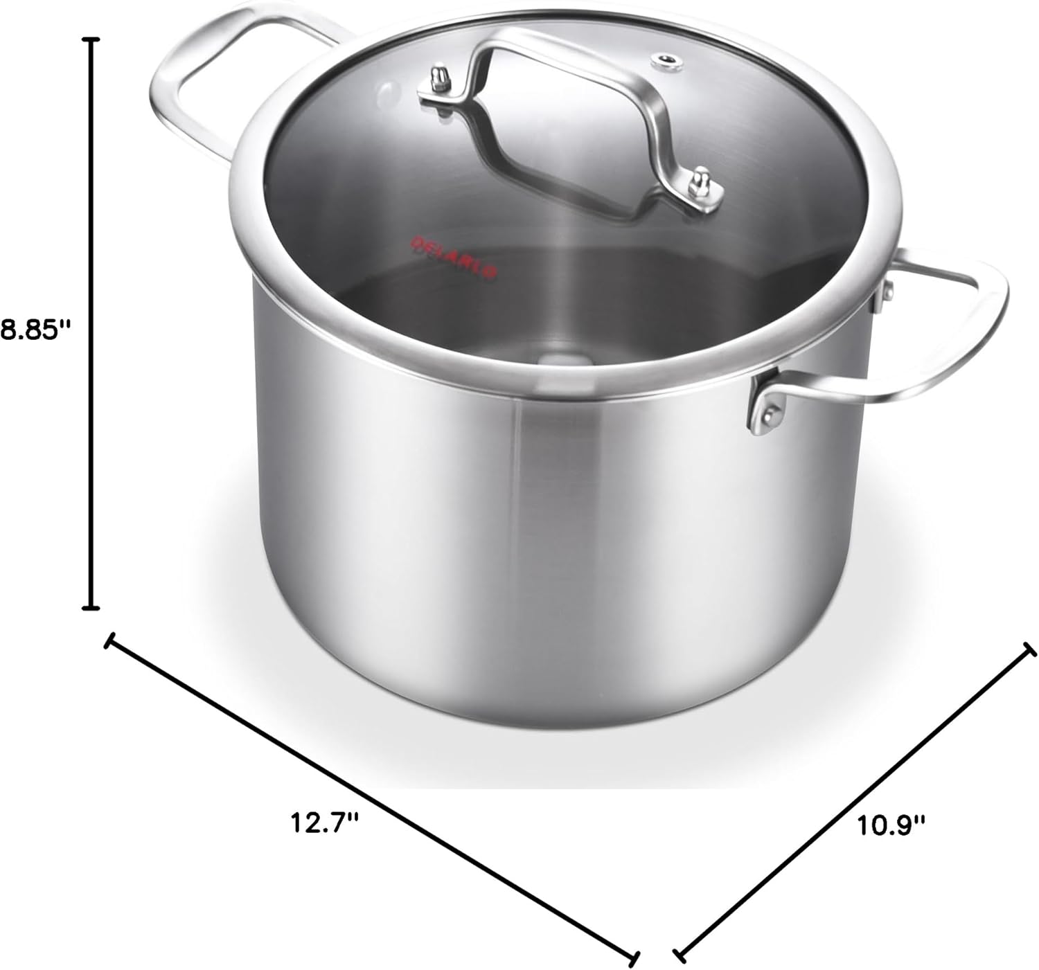 8 Quart Tri-Ply Stainless Steel Stock Pot with Lid - All Stove Compatible up to 600℉ - Large Induction Soup Pot for Cooking