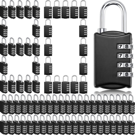 80 Pack Waterproof 4 Digit Combination Lock Set for Travel Gym Locker - Small Keyless Padlocks for Suitcases, Toolboxes, and More