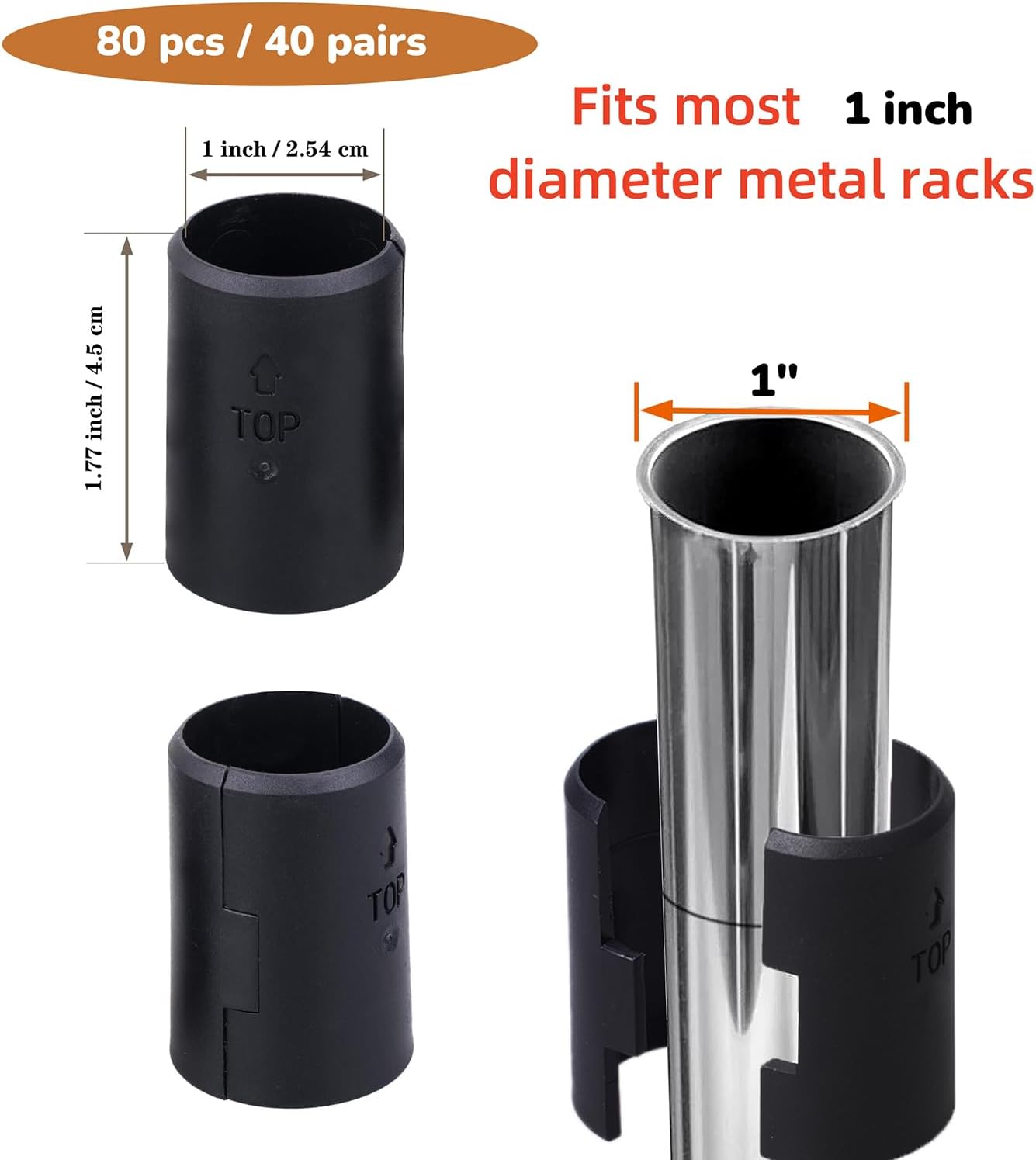 80 Pack Wire Shelving Shelf Lock Clips and Sleeves Replacement Set for 1" Post Shelvings