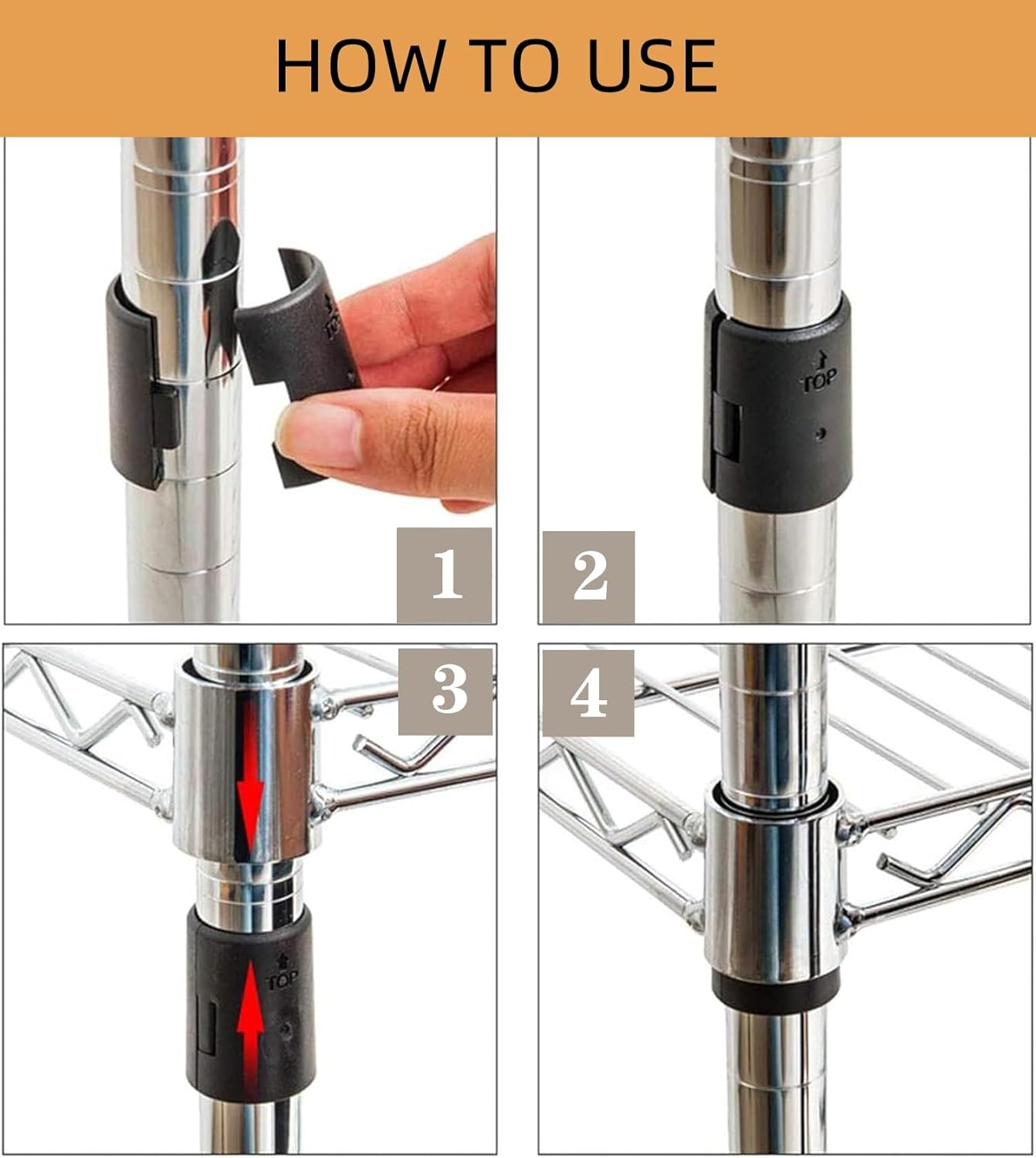 80 Pack Wire Shelving Shelf Lock Clips and Sleeves Replacement Set for 1" Post Shelvings