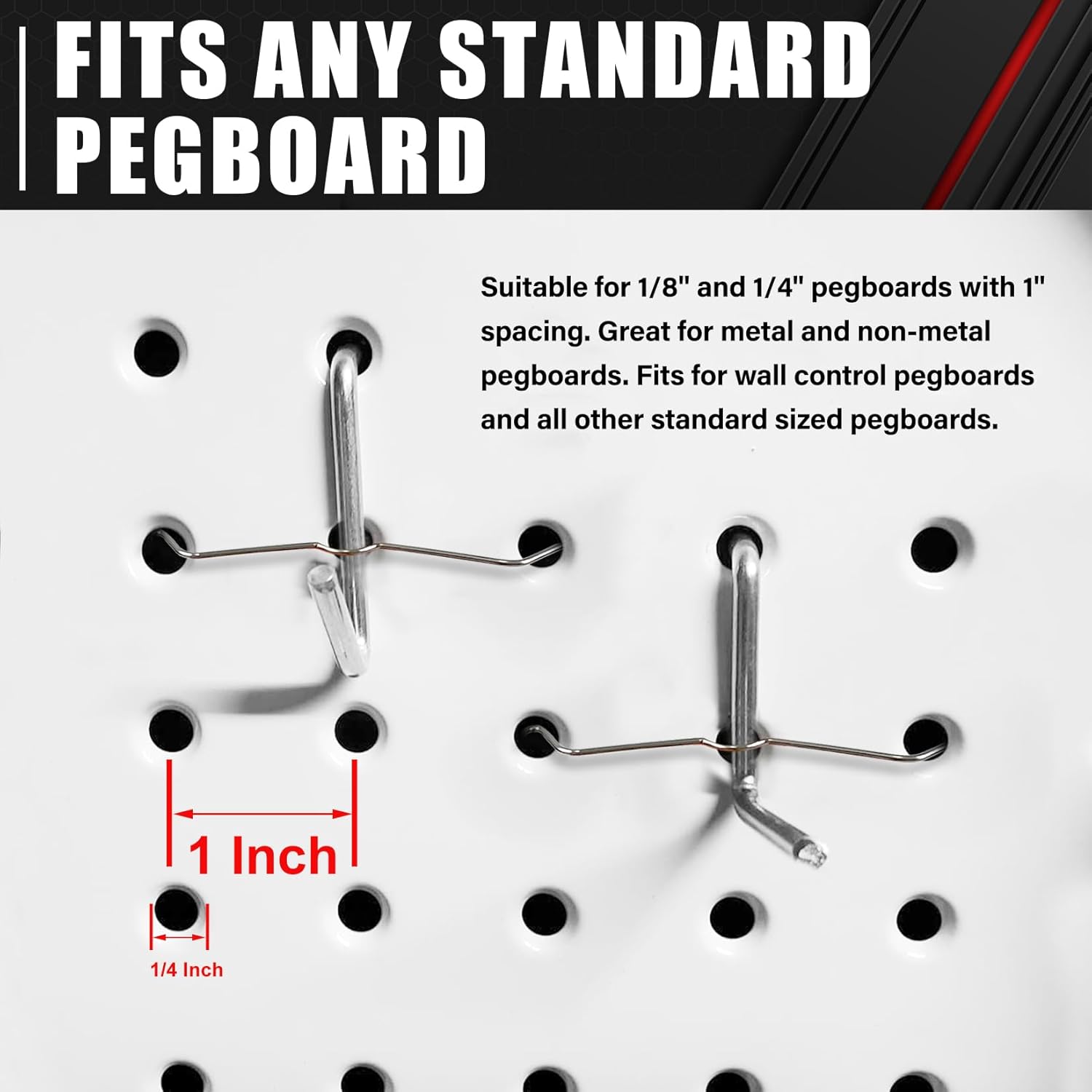 80 Piece Pegboard Hooks Assortment Kit with Bins - 1/8 and 1/4 in Pegboard Accessories Organizer Set for Garage Wall Organization and Tool Storage