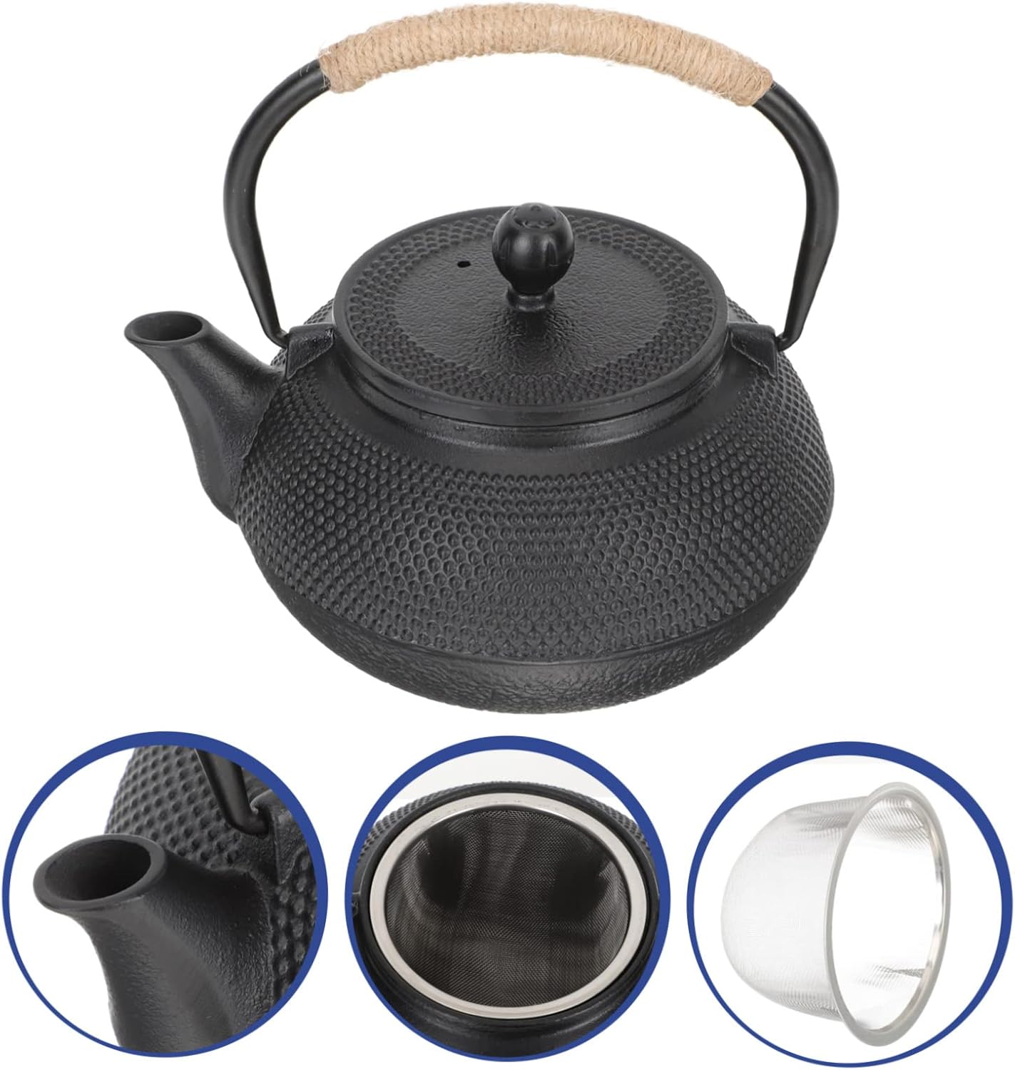 800ML Cast Iron Teapot - Japanese Style Kettle with Handle for Home & Office Use - Perfect for Loose Leaf Tea Infusion
