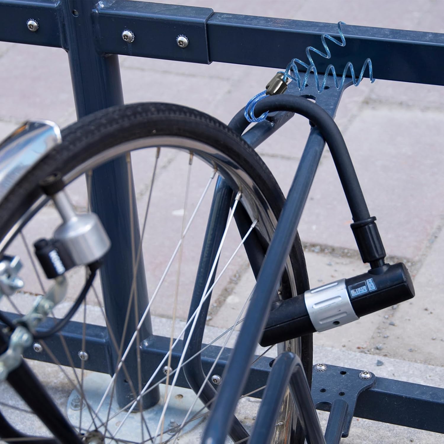 8.2ft Vinyl Coated Steel Cable Lock for Bike, Bicycle, Luggage - Double Loop U-Lock Padlock - Transparent - MECCANIXITY