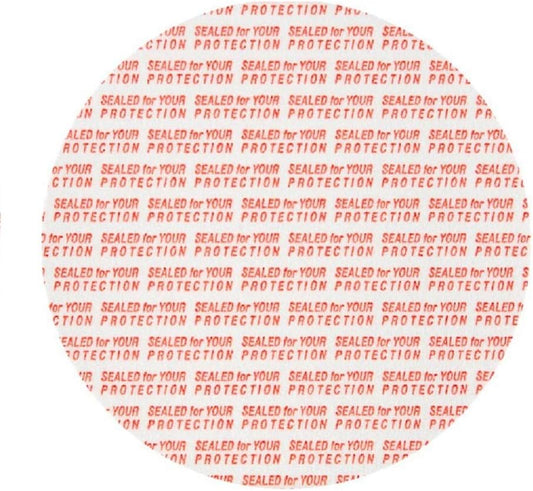 89mm Pressure Sensitive PS Foam Cap Liners with Tamper Seal - Pack of 25, Red Print for Protection