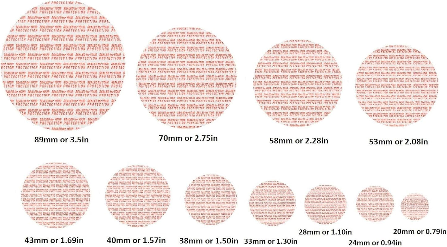 89mm Pressure Sensitive PS Foam Cap Liners with Tamper Seal - Pack of 25, Red Print for Protection