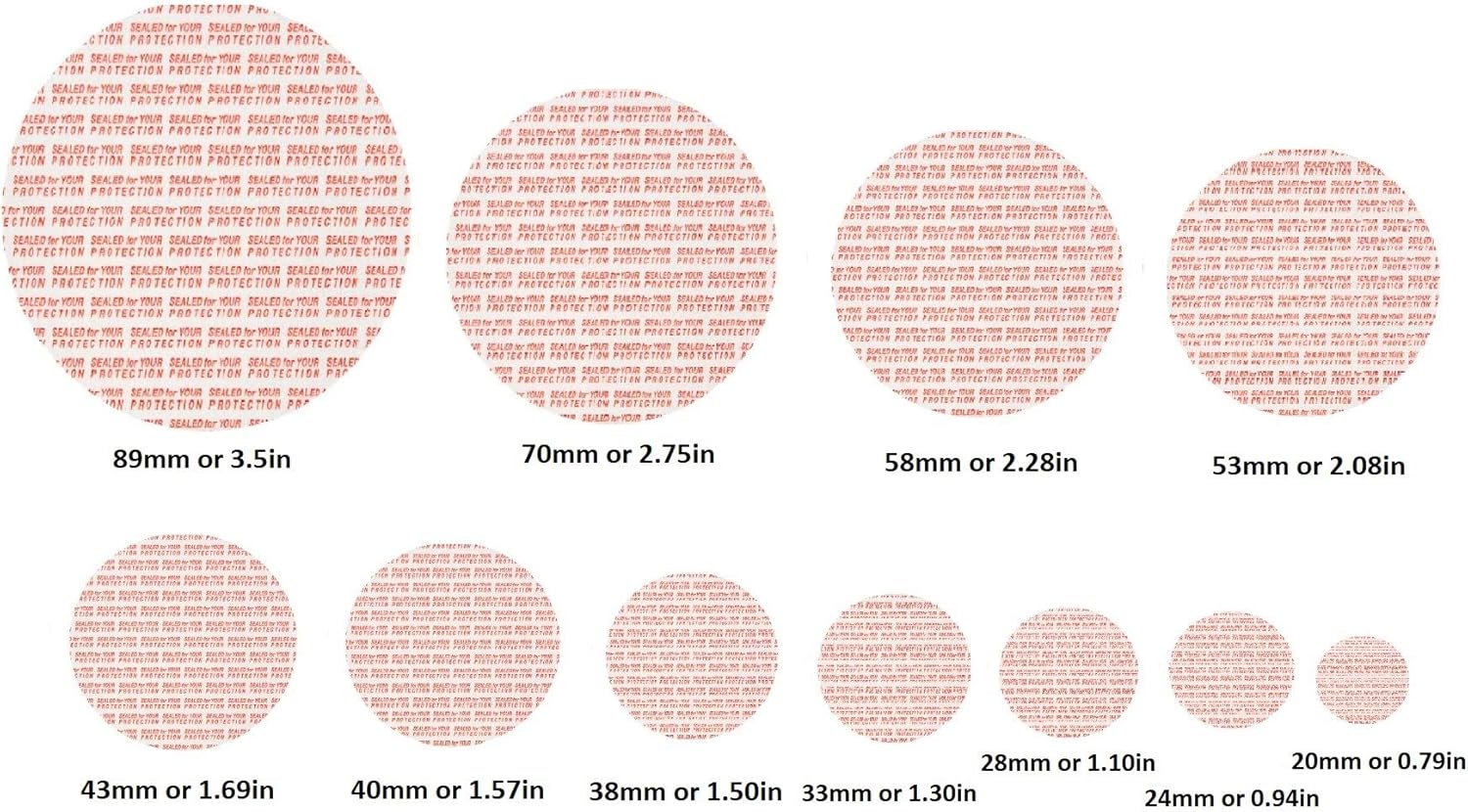 89mm Pressure Sensitive PS Foam Cap Liners with Tamper Seal - Pack of 25, Red Print for Protection