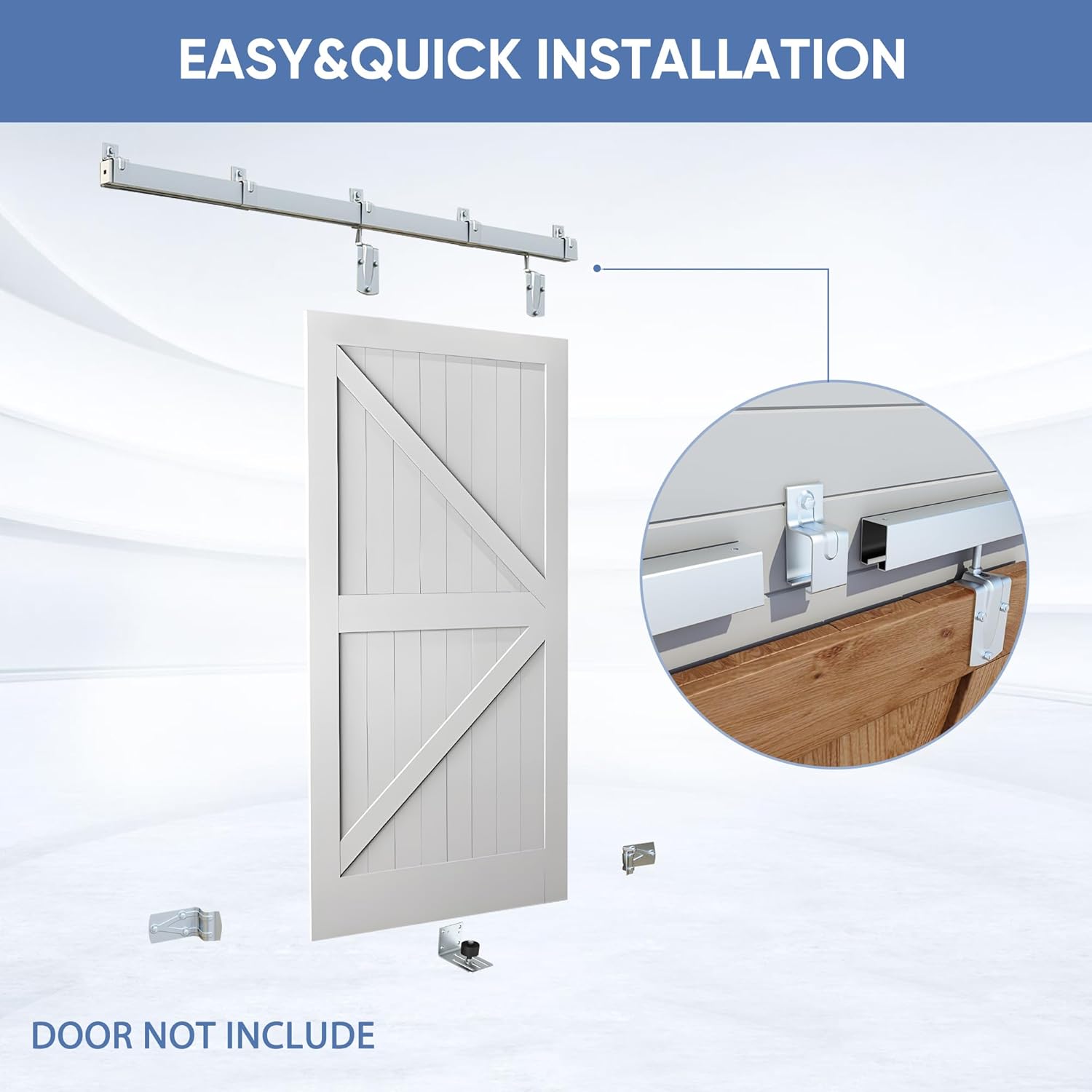 8FT Heavy Duty Exterior Sliding Barn Door Hardware Kit for Outdoor Use - Hardware Only