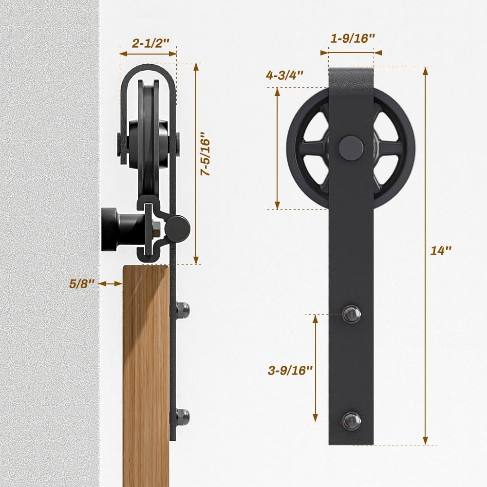8FT Sliding Barn Door Hardware Track Kit for Single Door - Combination Track Mode, Fits 48" Wide Door Panel, Big Wheel Roller - AONAYIOA