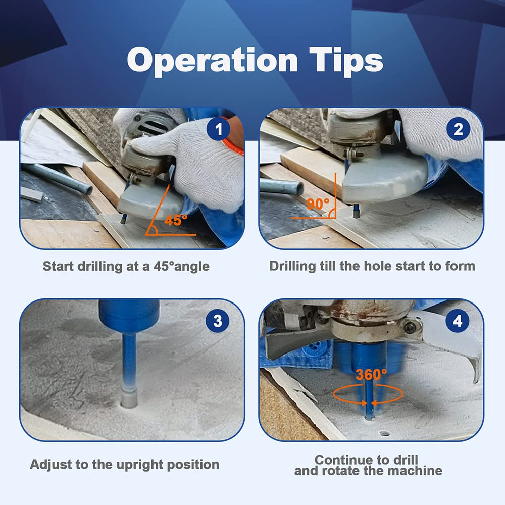 8mm 5pcs Diamond Core Drill Bit Set for Porcelain Tile Ceramic Marble Granite, BRSCHNITT Vacuum Brazed Hole Saw with 5/8-11 Thread - 5/16 Inch