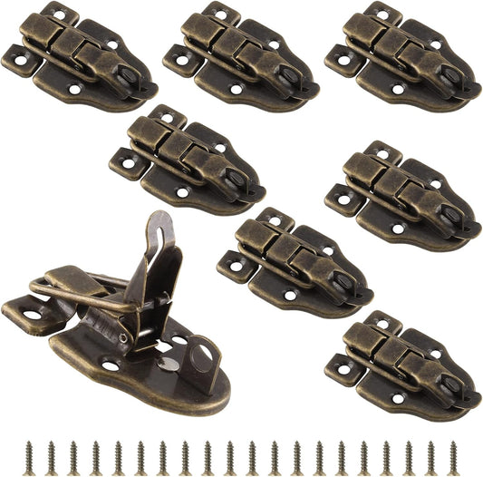 8Pcs Antique Bronze Duckbilled Hasp Clasp Latch Lock Box Toggle Latch for Jewelry Cabinet Vintage Suitcases