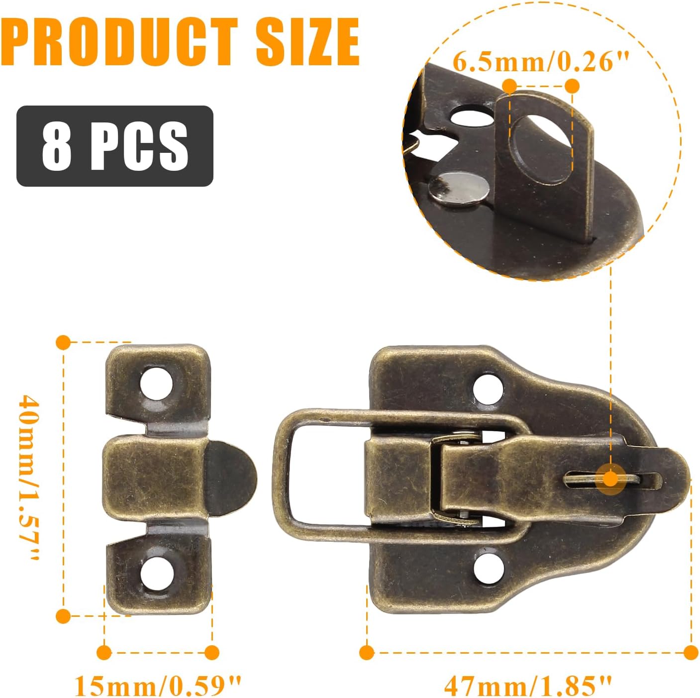 8Pcs Antique Bronze Duckbilled Hasp Clasp Latch Lock Box Toggle Latch for Jewelry Cabinet Vintage Suitcases