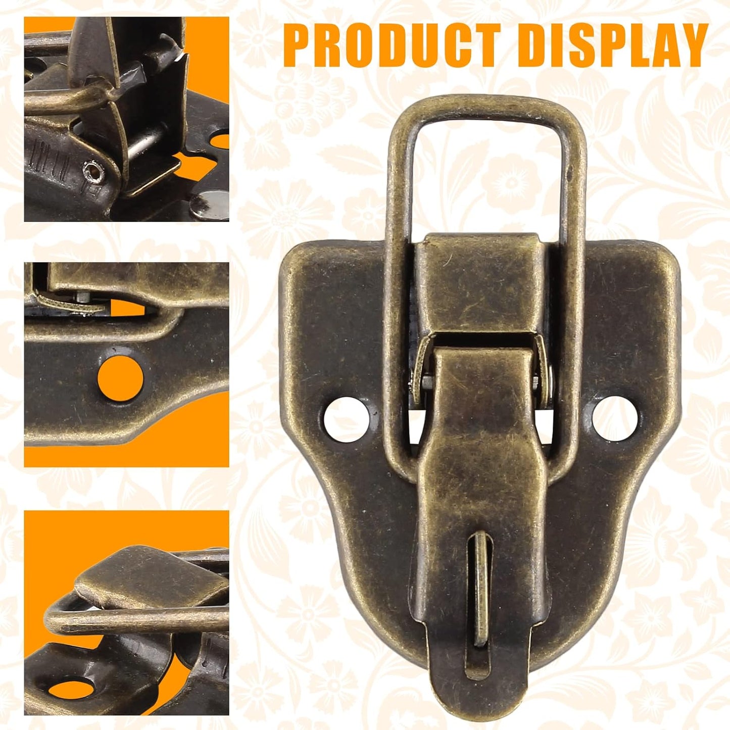 8Pcs Antique Bronze Duckbilled Hasp Clasp Latch Lock Box Toggle Latch for Jewelry Cabinet Vintage Suitcases