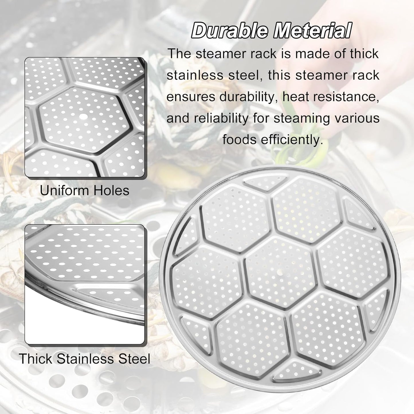 8pcs Stainless Steel Steamer Rack for 26" Pressure Cooker - Pot Steaming Tray for Cookware - Silver Tone