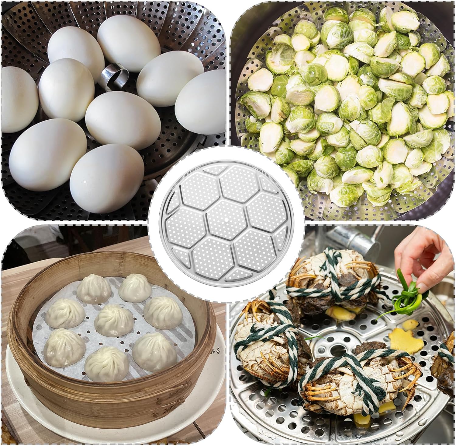 8pcs Stainless Steel Steamer Rack for 26" Pressure Cooker - Pot Steaming Tray for Cookware - Silver Tone