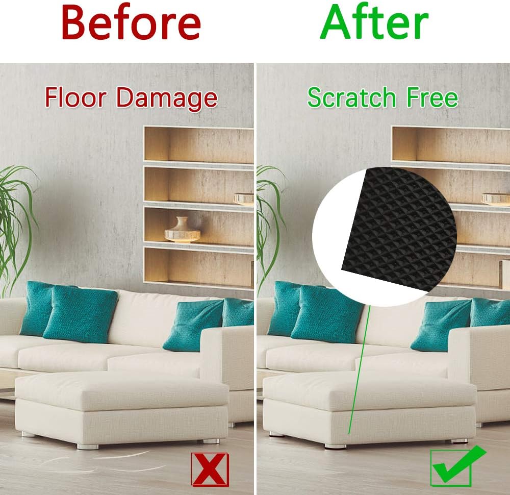 8pcs Yelanon Non Slip Furniture Pads - 6" Grippers for Hardwood Floors - Self Adhesive Rubber Feet for Furniture Legs - Anti Slide Protectors for Couch Stoppers