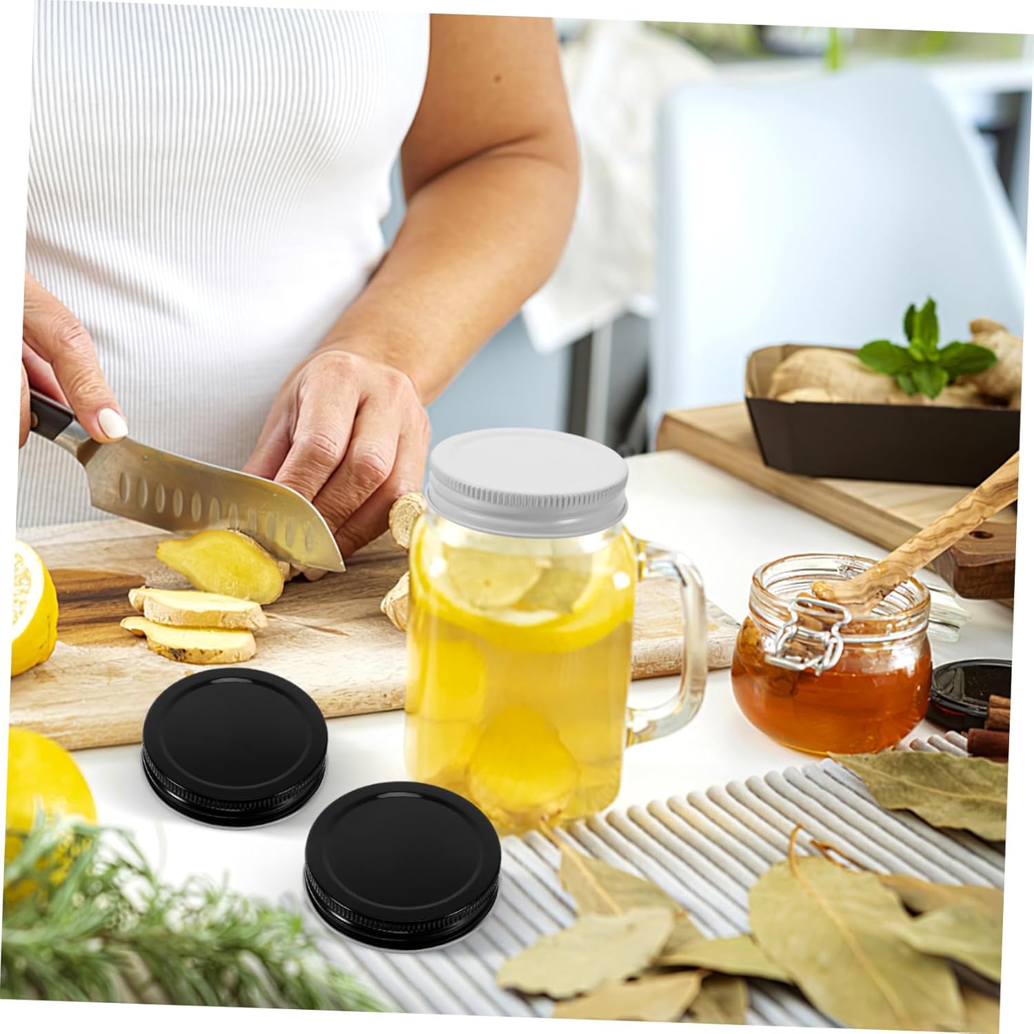 8pcs Zerodeko Mason Jar Lids - Reusable Leak-proof Sealing Canning Covers